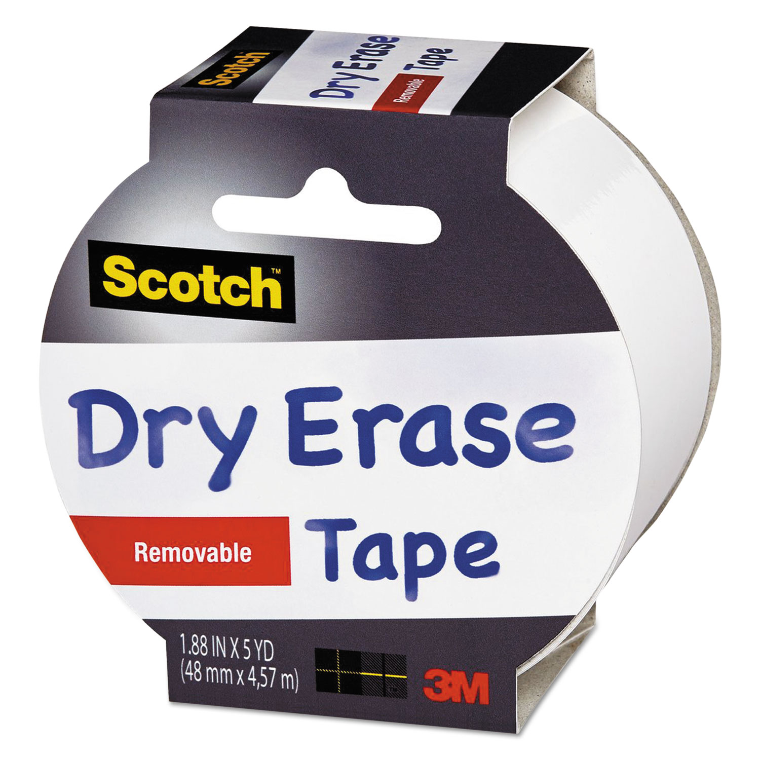 Dry Erase Tape, 1.88 x 5yds, 3 Core, White