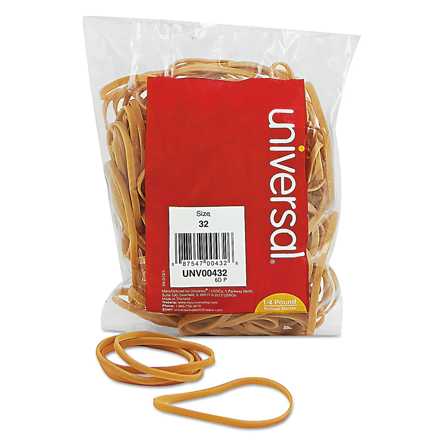 Rubber Bands, Size 32, 3 x 1/8, 205 Bands/1/4lb Pack