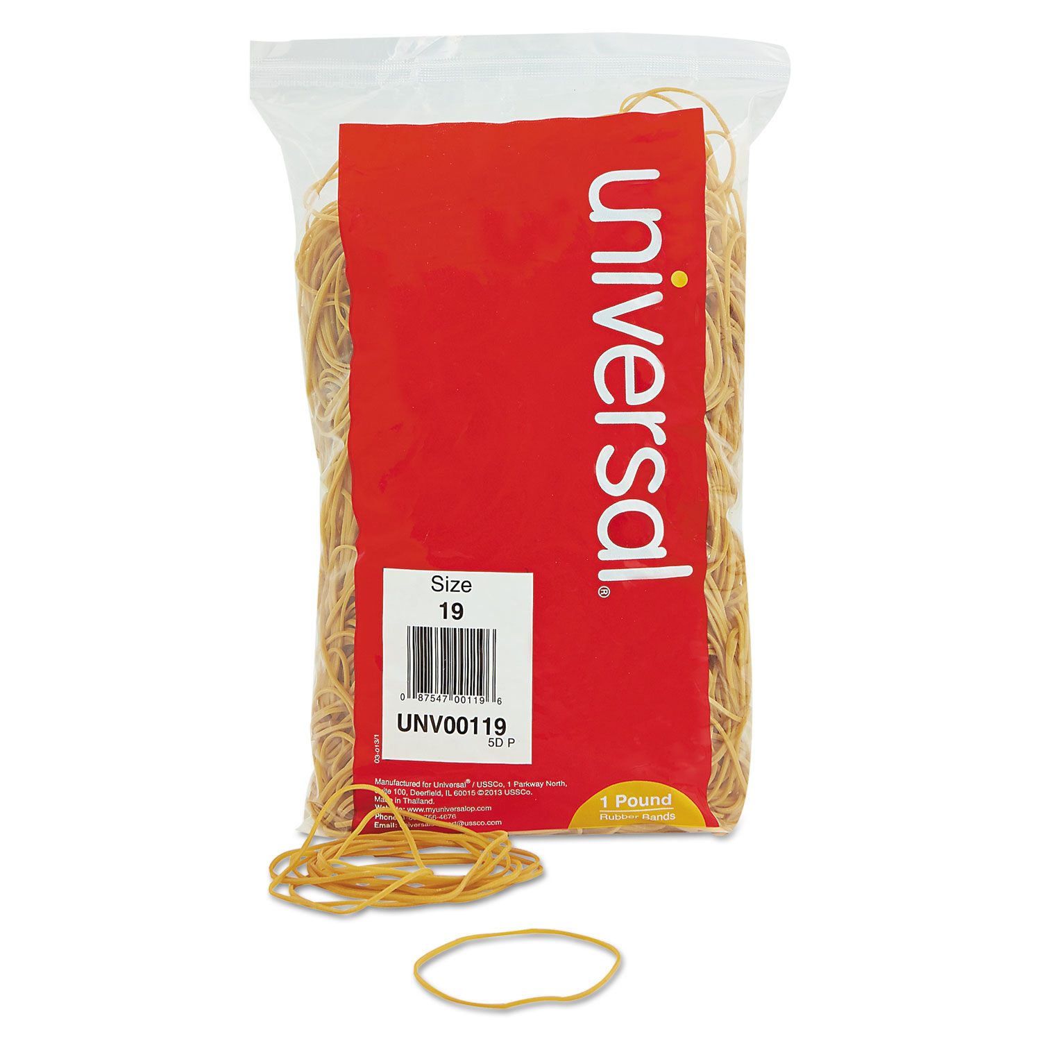 Rubber Bands, Size 19, 3-1/2 x 1/16, 1240 Bands/1lb Pack