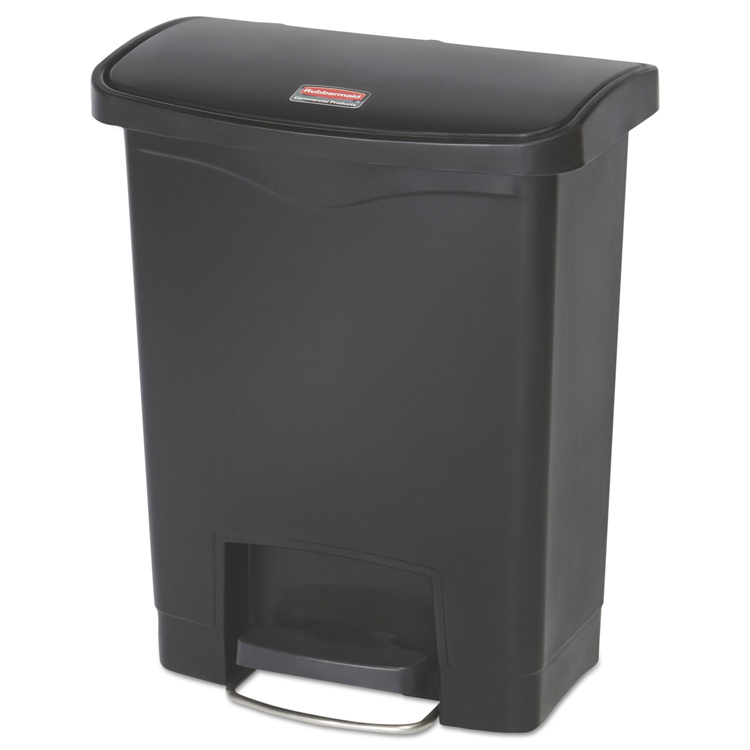  Rubbermaid Commercial 1883609 Slim Jim Resin Step-On Container, Front Step Style, 8 gal, Black (RCP1883609) 