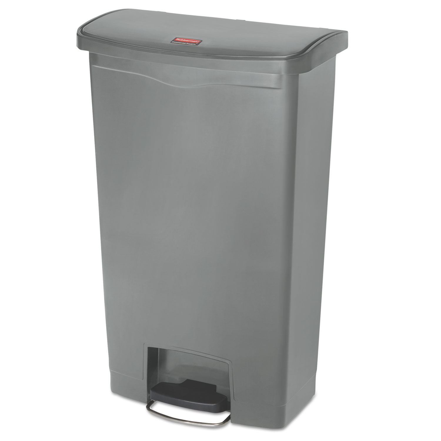 Slim Jim Resin Step-On Container, Front Step Style, 18 gal, Gray