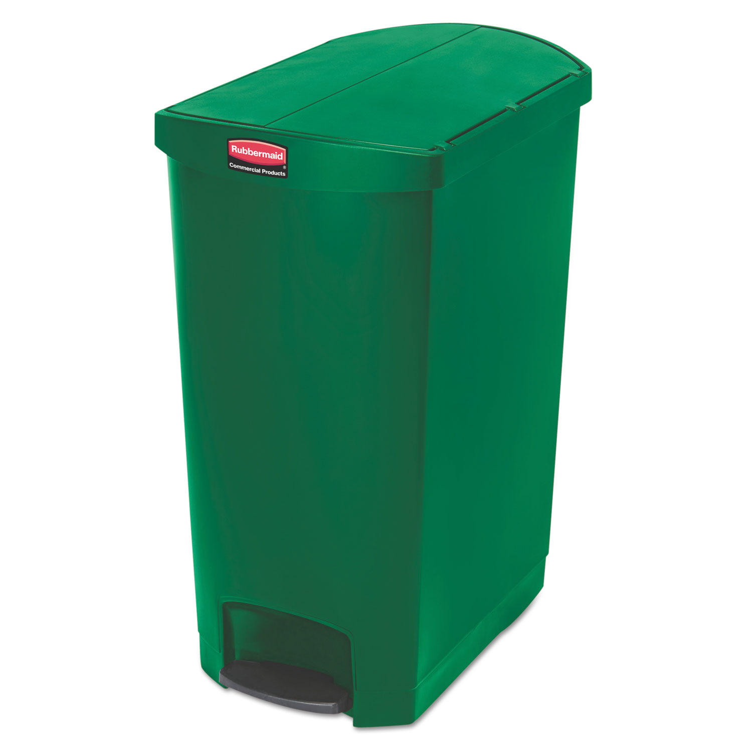 Slim Jim Resin Step-On Container, End Step Style, 24 gal, Green