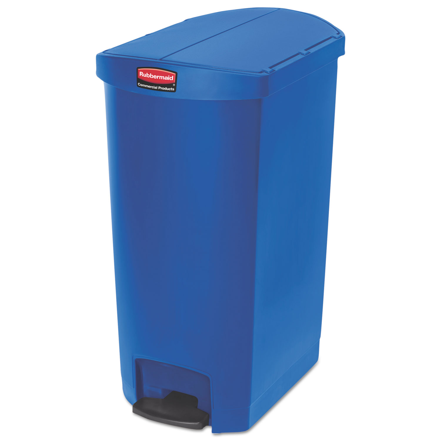 Slim Jim Resin Step-On Container, End Step Style, 18 gal, Blue