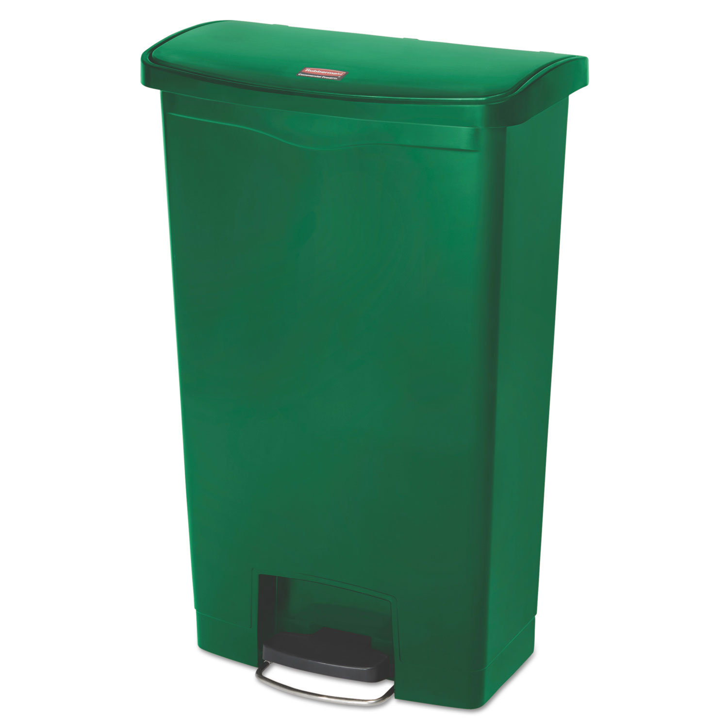 Slim Jim Resin Step-On Container, Front Step Style, 18 gal, Green