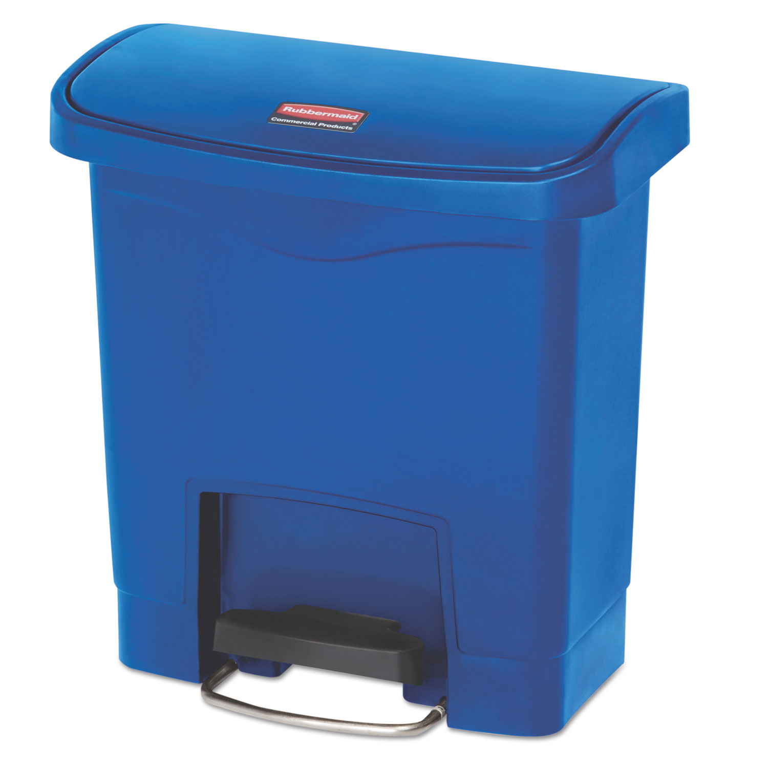 Slim Jim Resin Step-On Container, Front Step Style, 4 gal, Blue