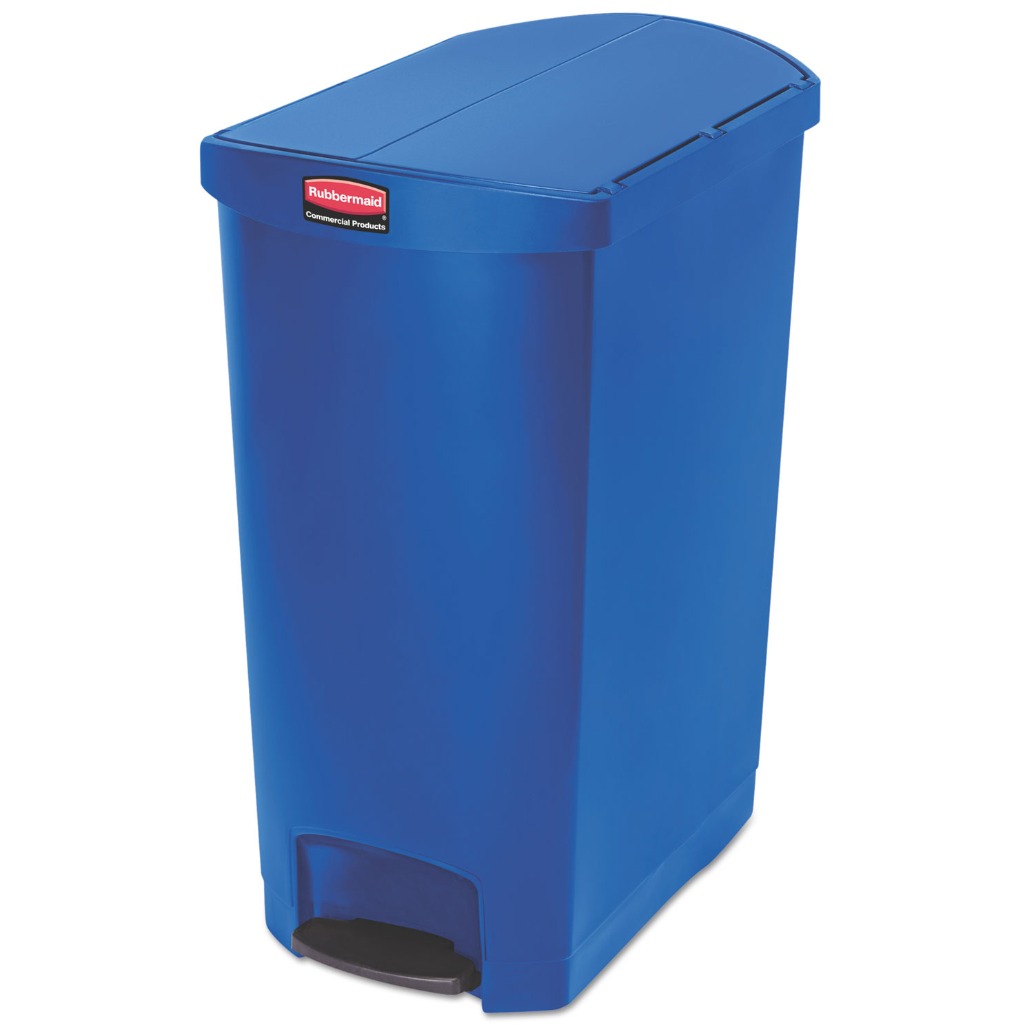 Slim Jim Resin Step-On Container, End Step Style, 24 gal, Blue