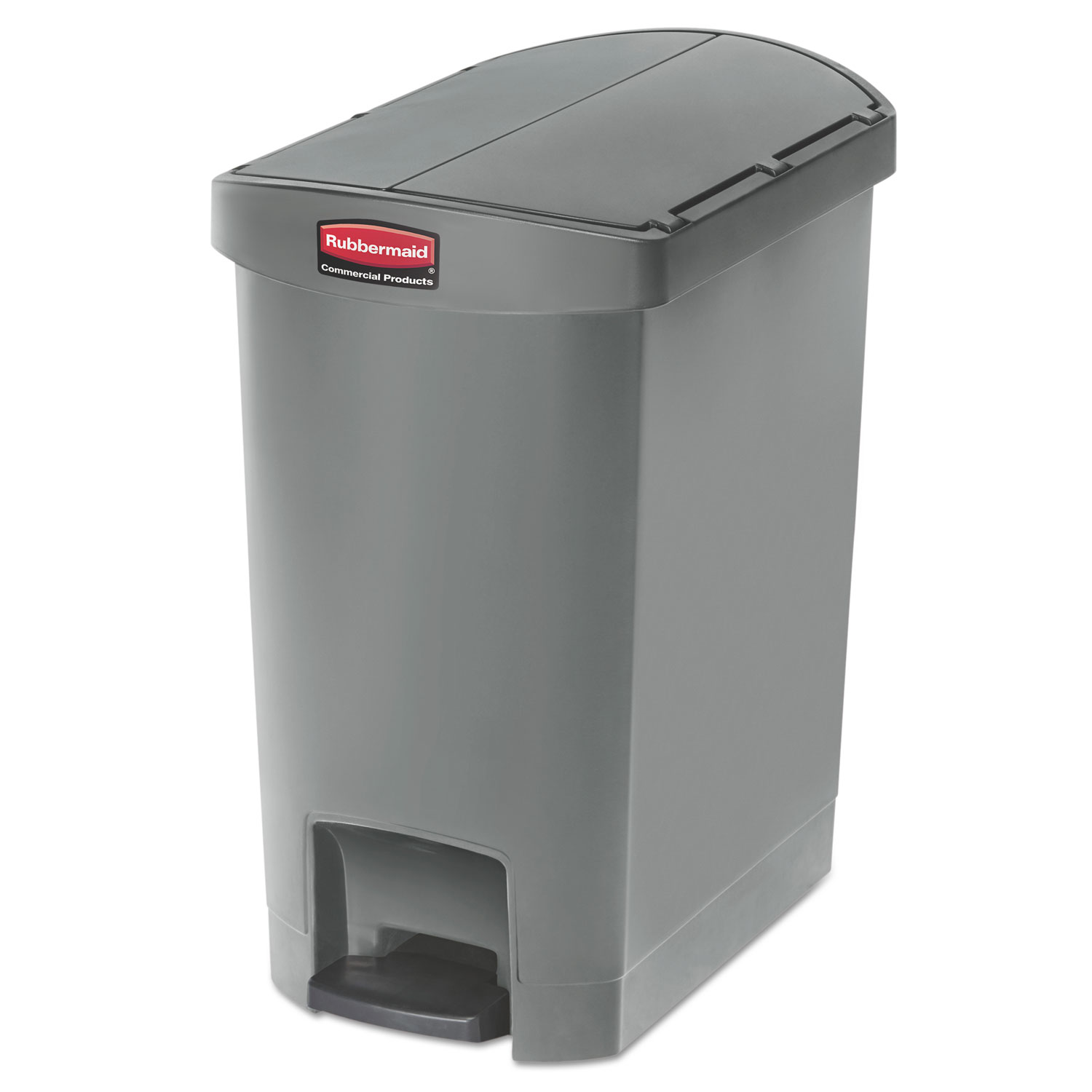 Slim Jim Resin Step-On Container, End Step Style, 8 gal, Gray