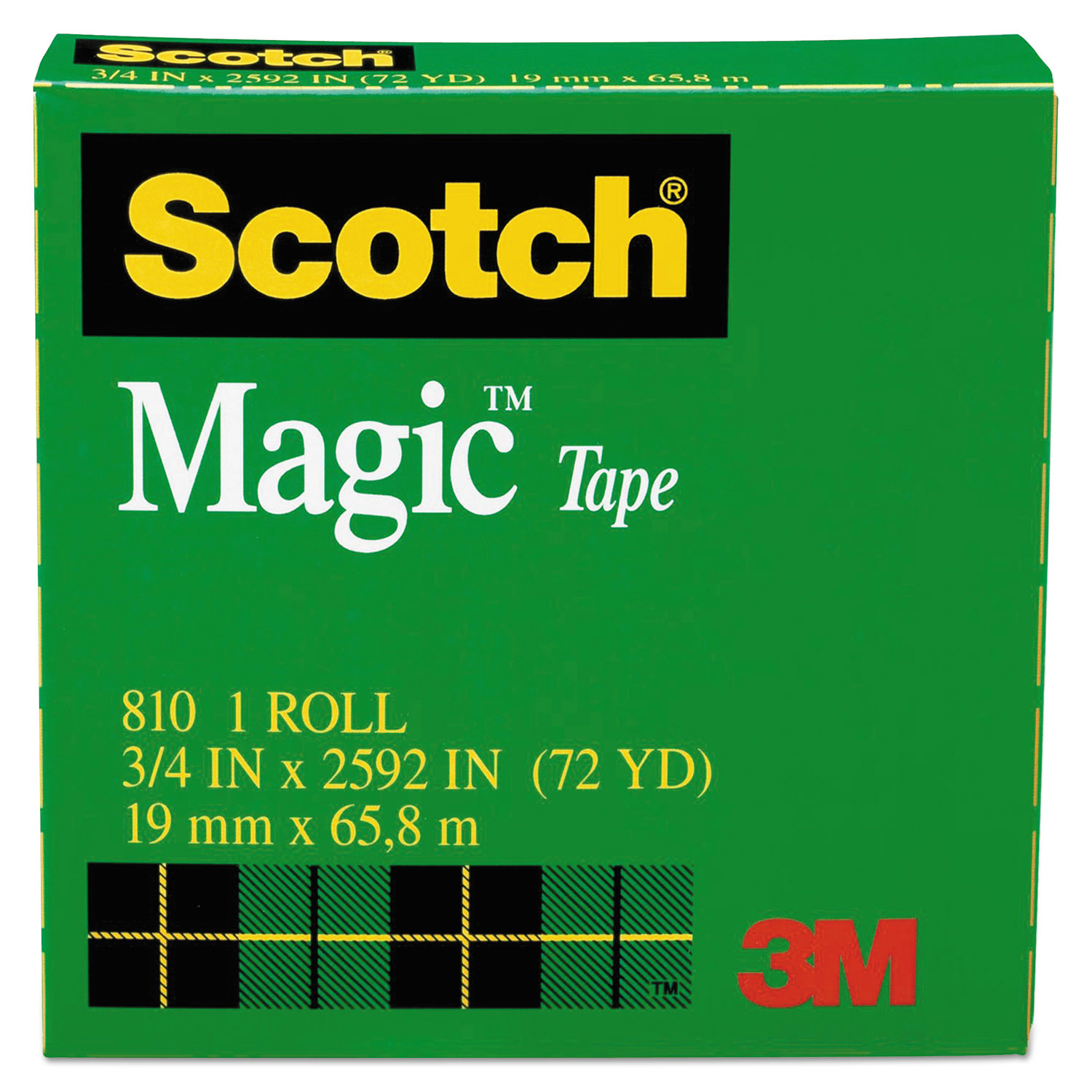  Scotch 810 Magic Tape Refill, 3 Core, 0.75 x 72 yds, Clear (MMM810342592) 