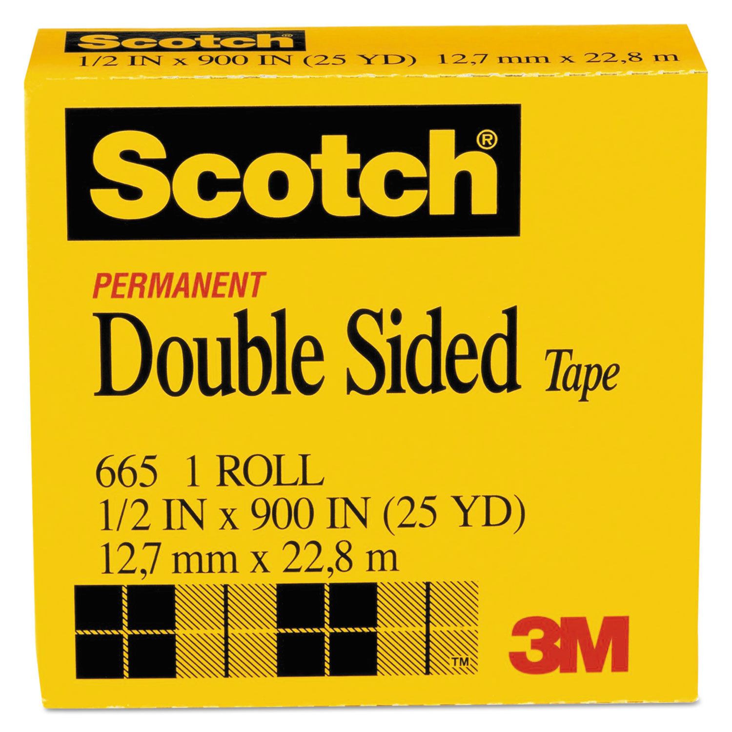 Double-Sided Tape, 1/2 x 900, 1 Core, Clear