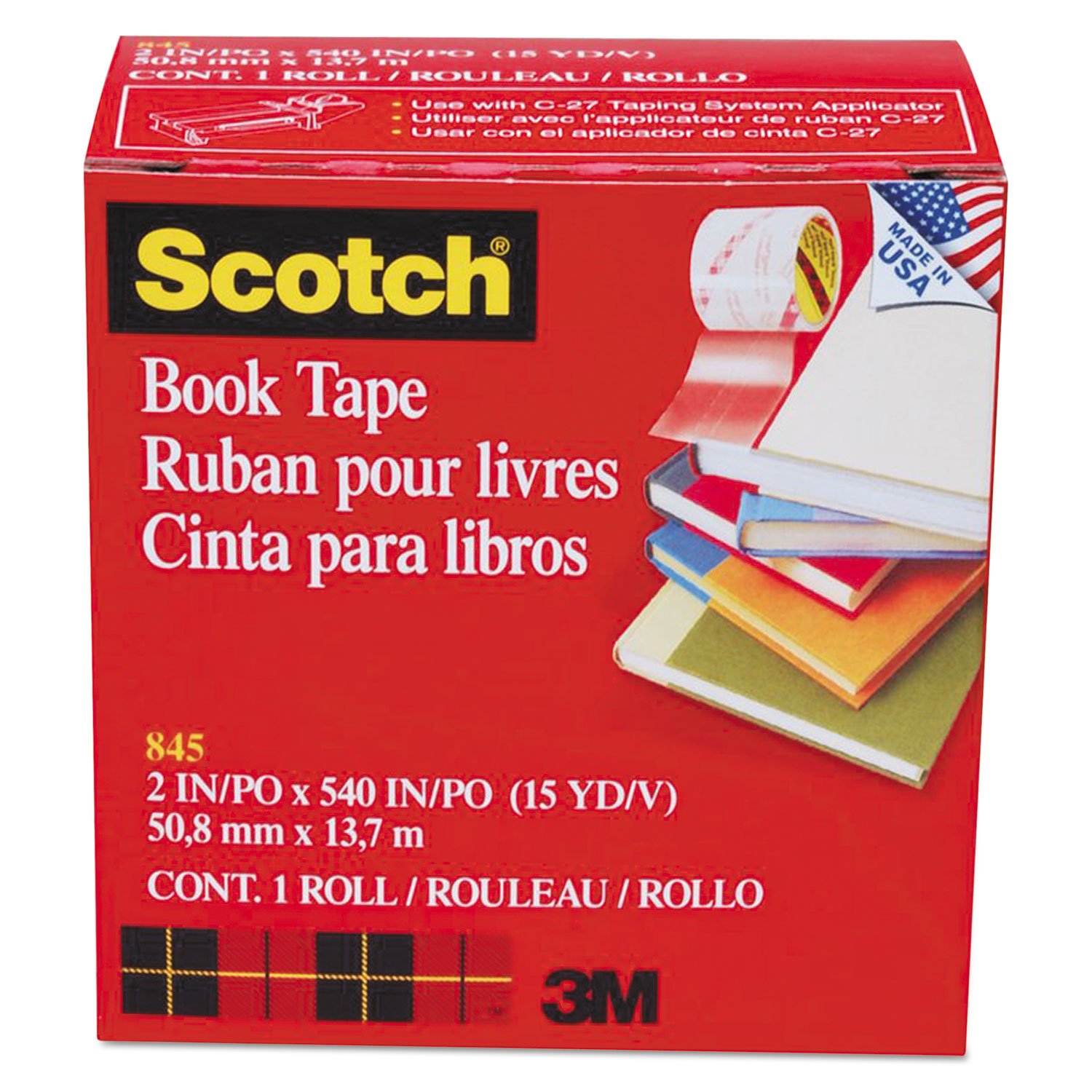 Book Repair Tape, 2 x 15yds, 3 Core, Clear