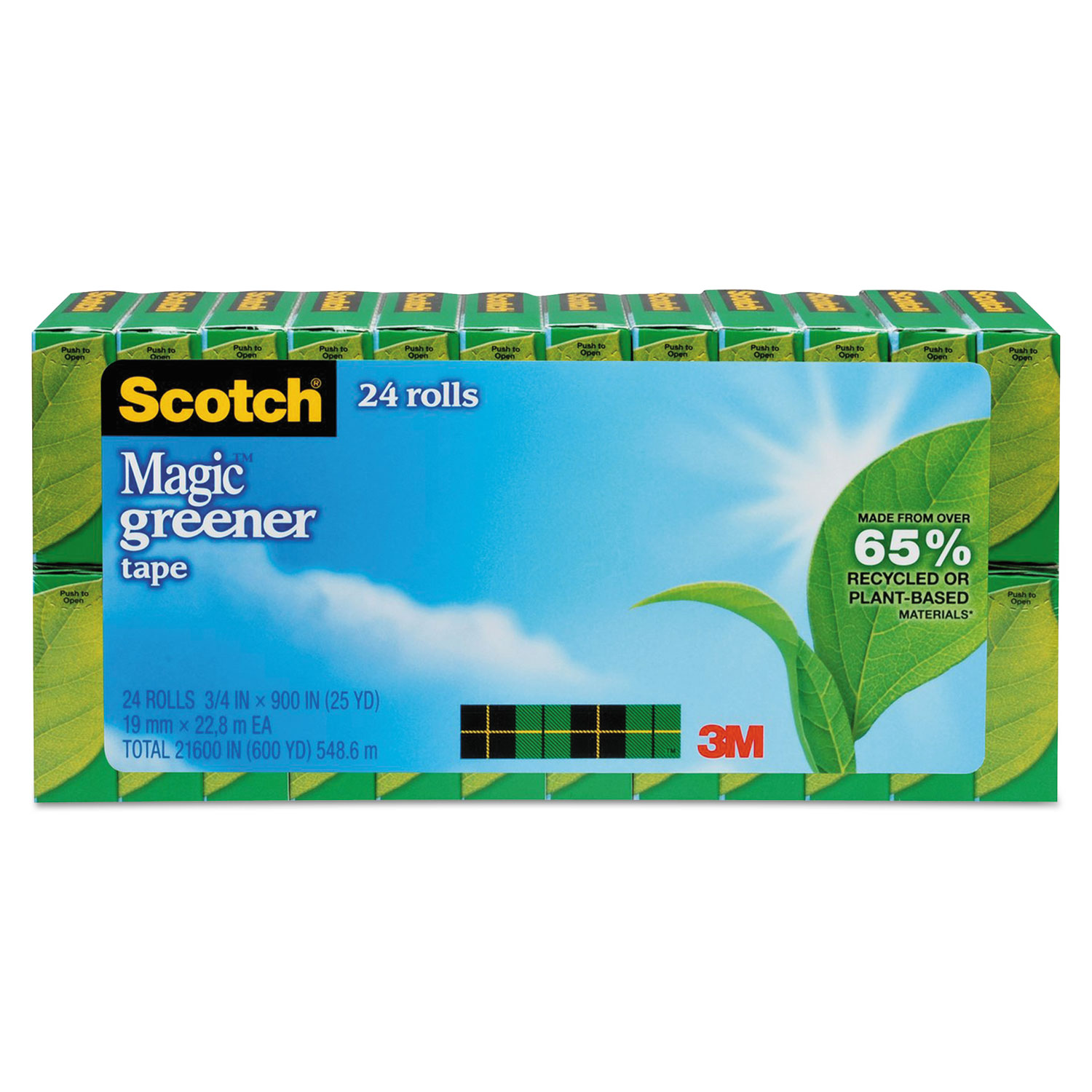  Scotch 812-24P Magic Greener Tape, 1 Core, 0.75 x 75 ft, Clear, 24/Pack (MMM81224P) 