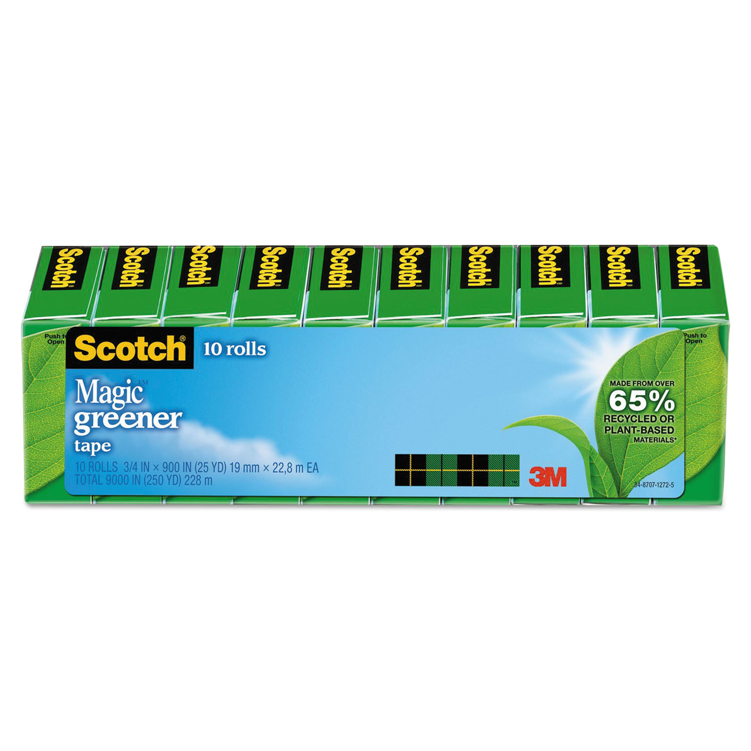  Scotch 812-10P Magic Greener Tape, 1 Core, 0.75 x 75 ft, Clear, 10/Pack (MMM81210P) 