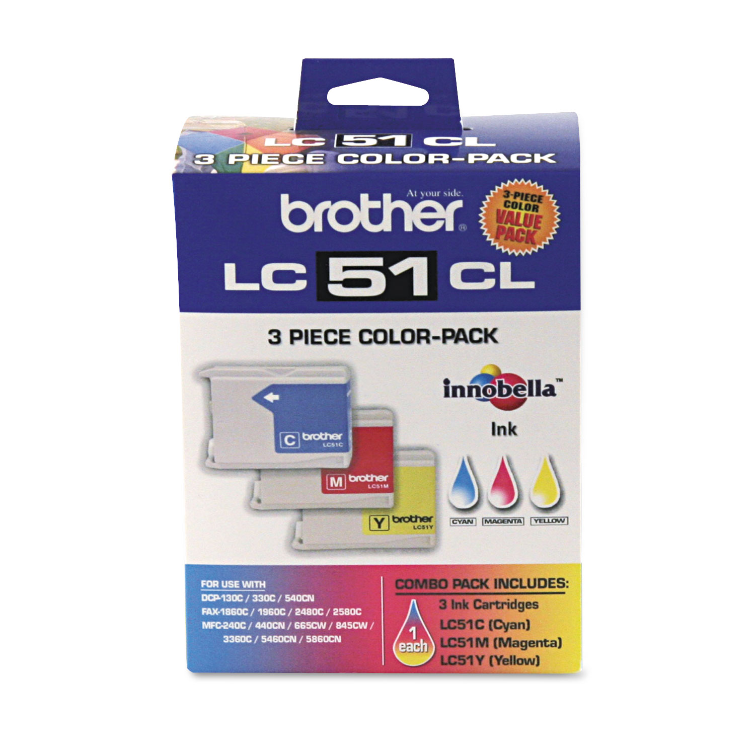 LC513PKS Innobella Ink, Cyan/Magenta/Yellow, 3/PK