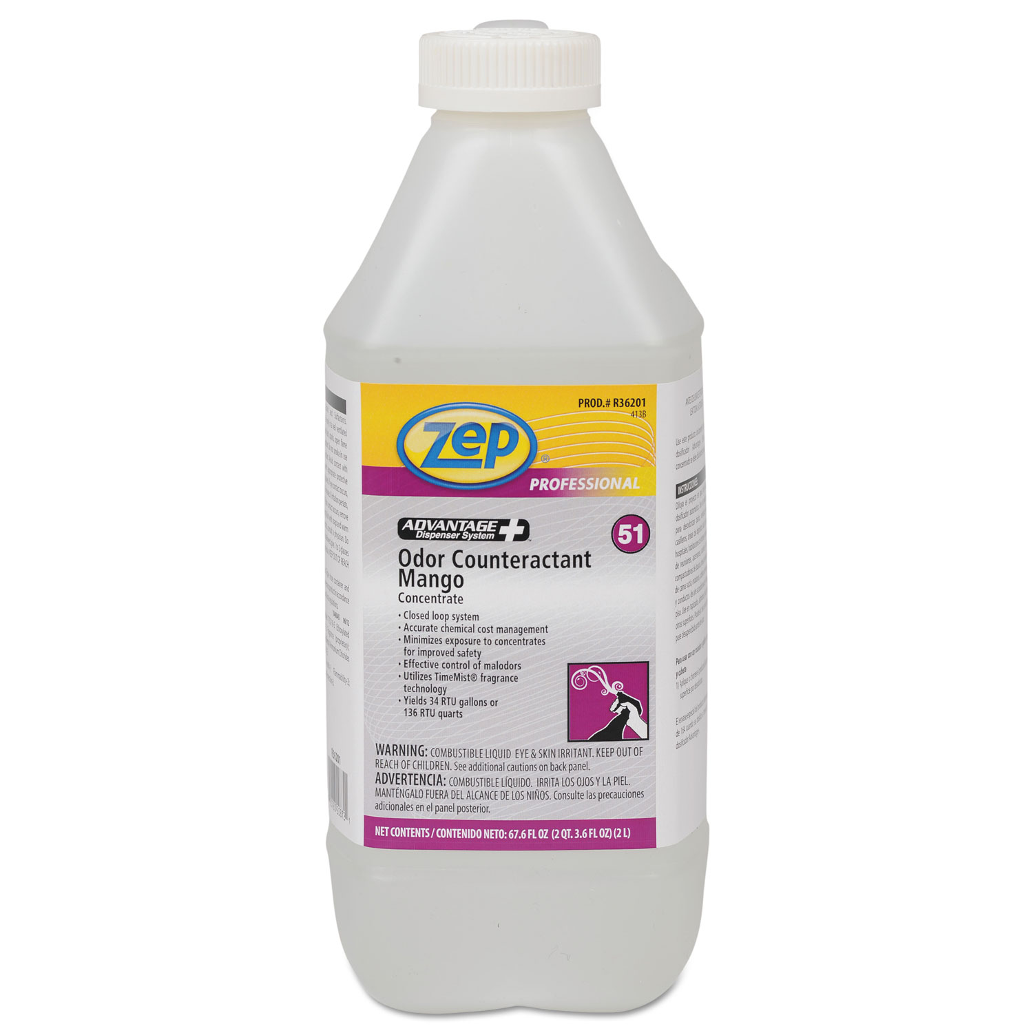 Concentrated Odor Counteractant, Mango, 67.6 oz Bottle, 4/Carton