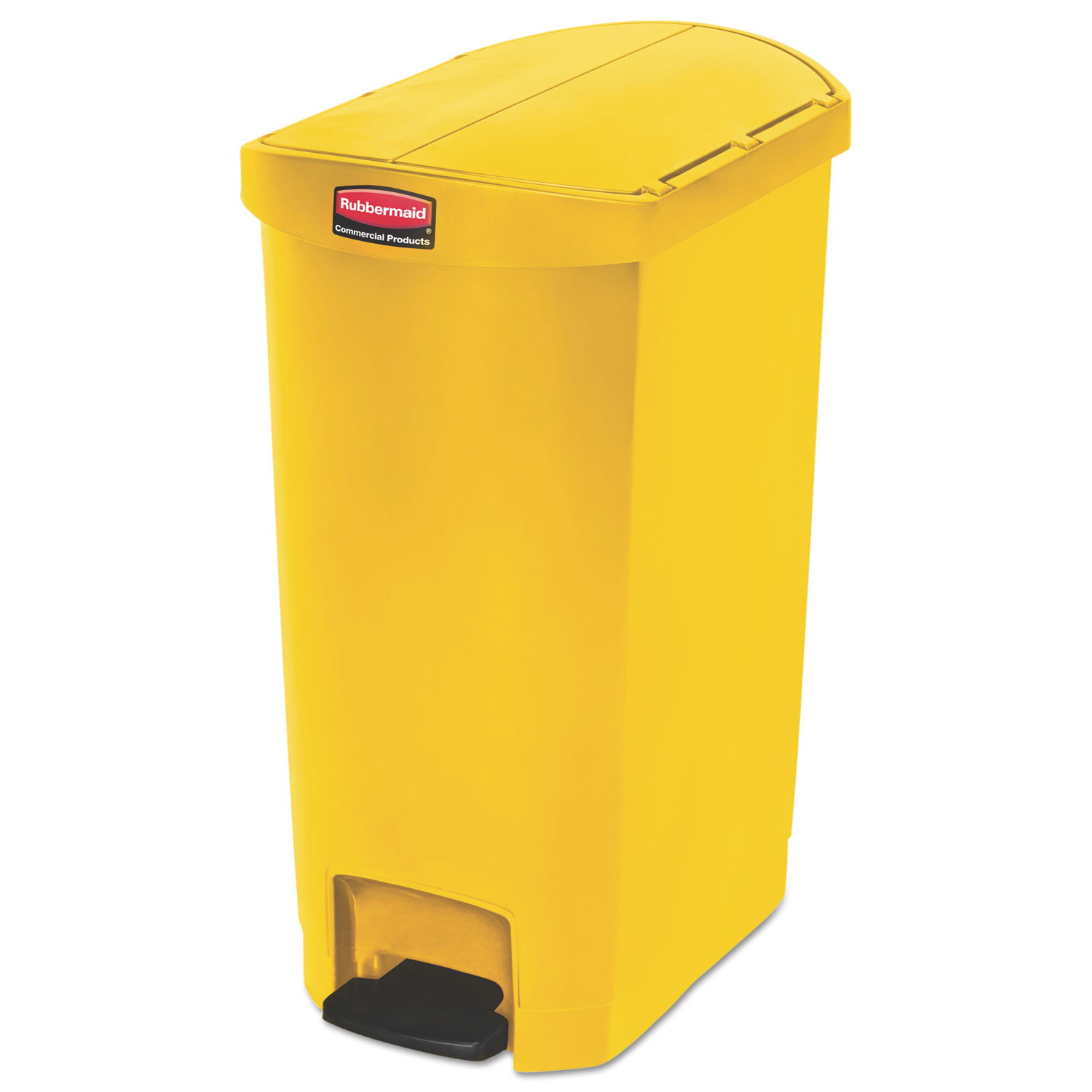 Slim Jim Resin Step-On Container, End Step Style, 13 gal, Yellow