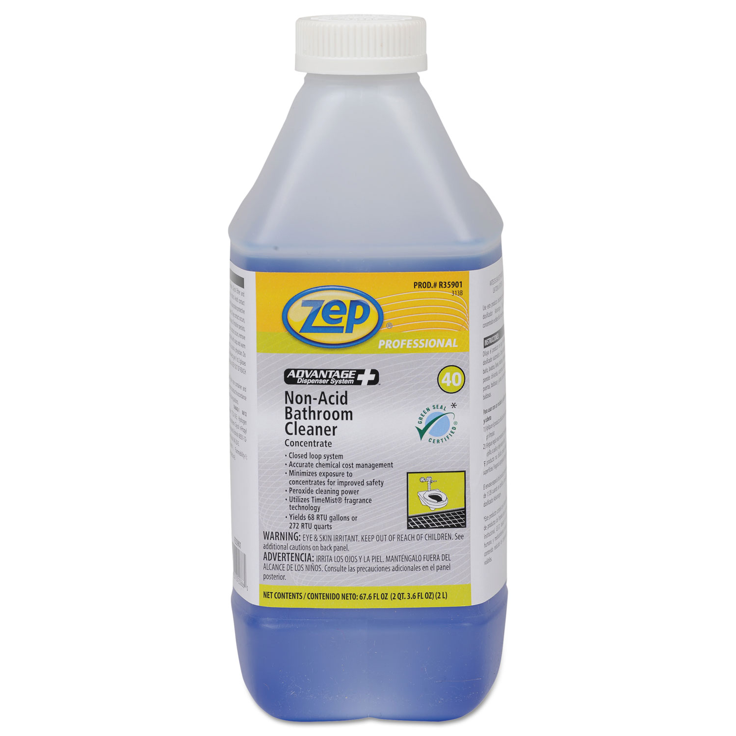 Advantage+ Concentrated Non-Acid Bathroom Cleaner, 67.6 oz Bottle, 4/Carton