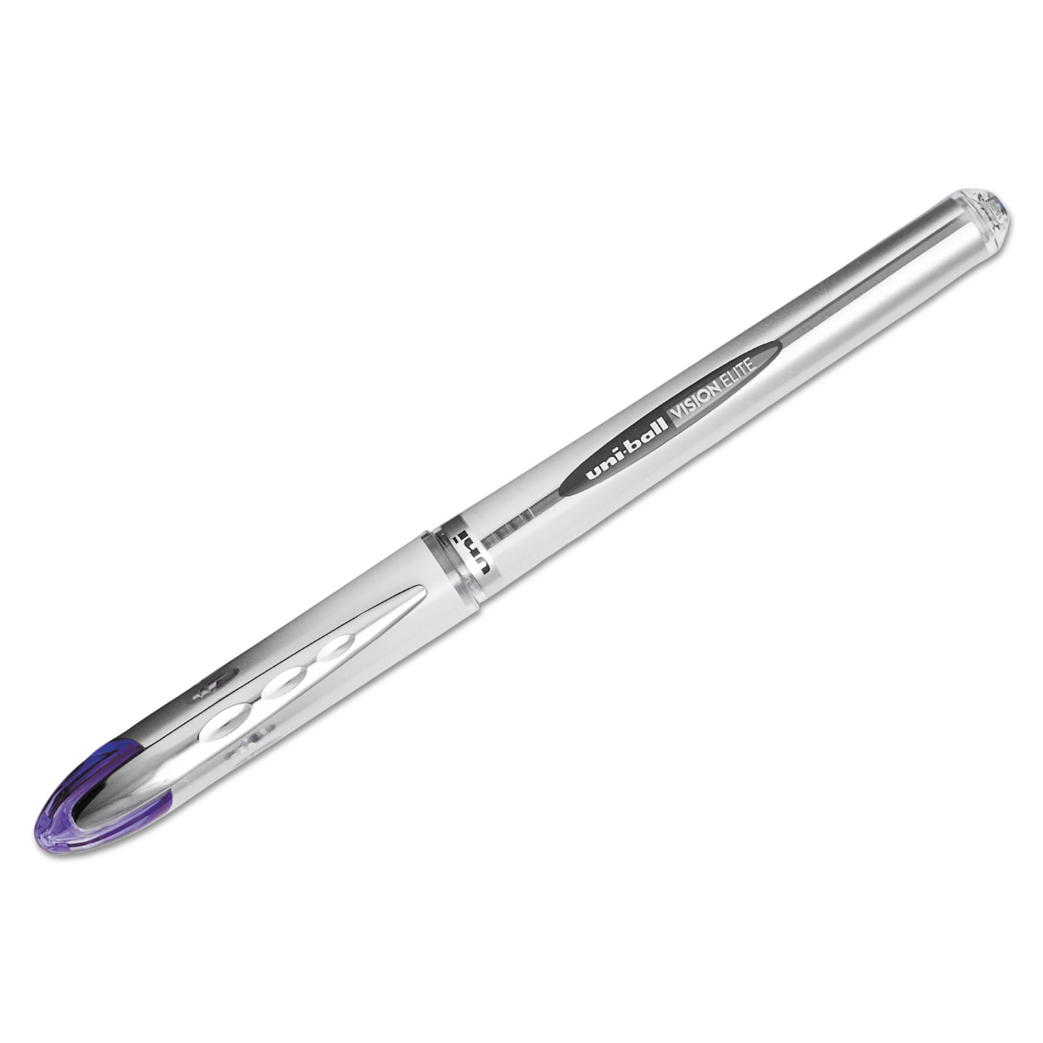  uni-ball 69025 VISION ELITE Stick Roller Ball Pen, Bold 0.8mm, Purple Ink, White/Purple Barrel (UBC69025) 