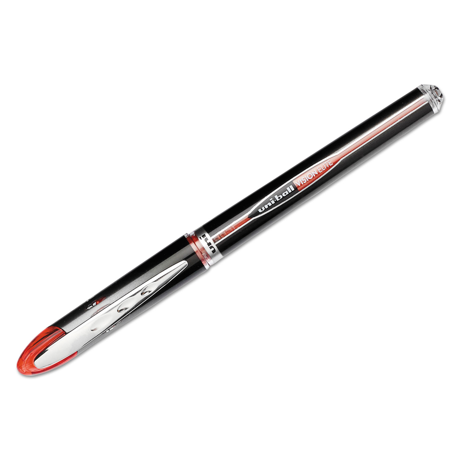  uni-ball 69022 VISION ELITE Stick Roller Ball Pen, Super-Fine 0.5mm, Red Ink, Black/Red Barrel (UBC69022) 