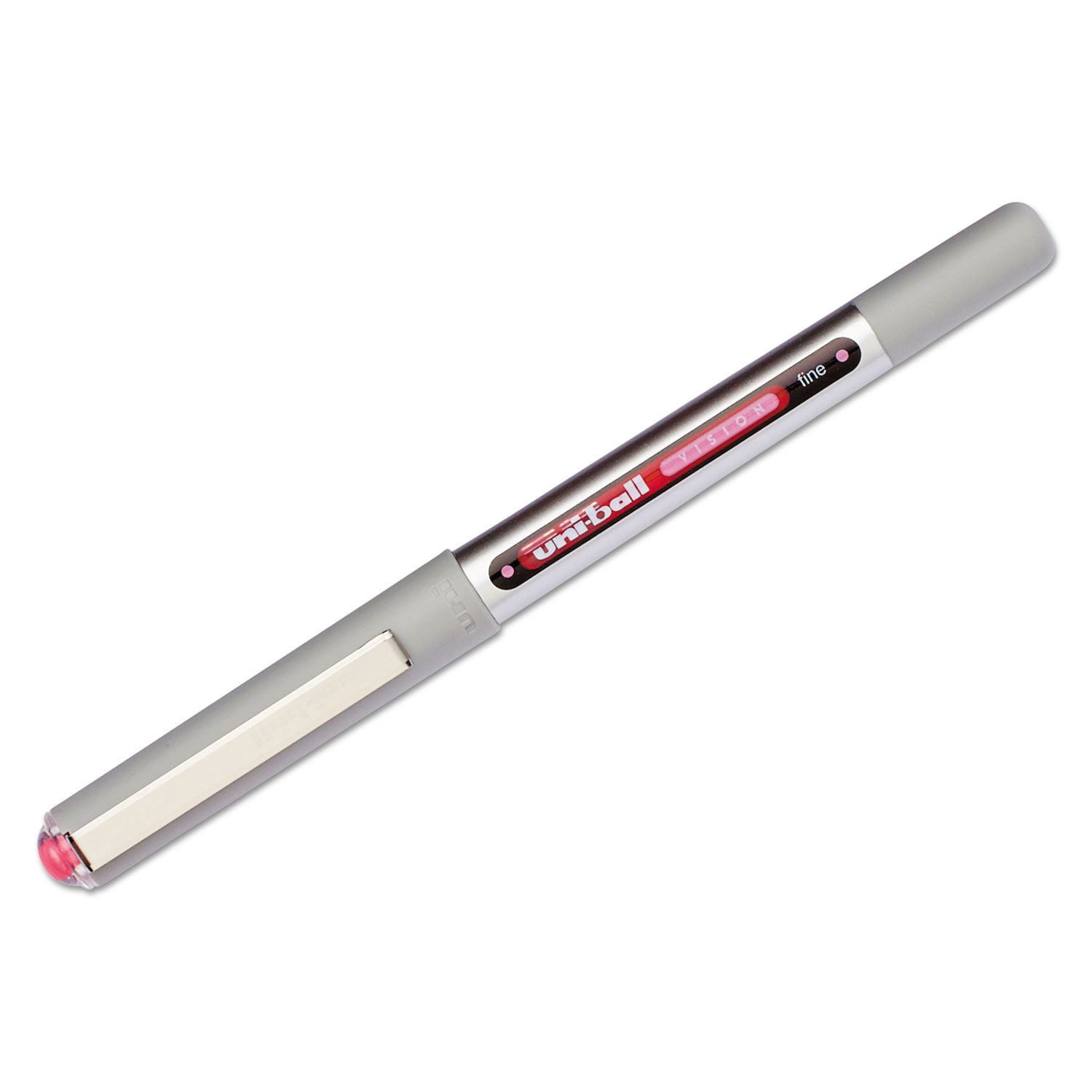 VISION Stick Roller Ball Pen, Fine 0.7mm, Passion Pink Ink, Gray Barrel, Dozen