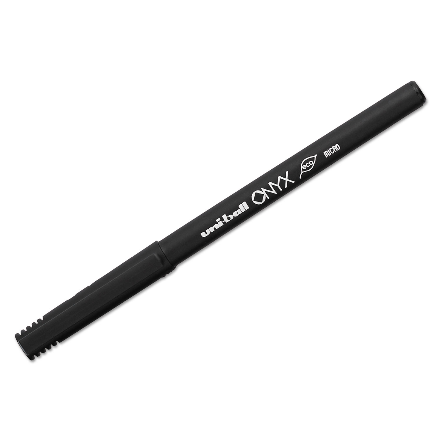 ONYX Stick Roller Ball Pen, Micro 0.5mm, Blue Ink, Black Matte Barrel, Dozen