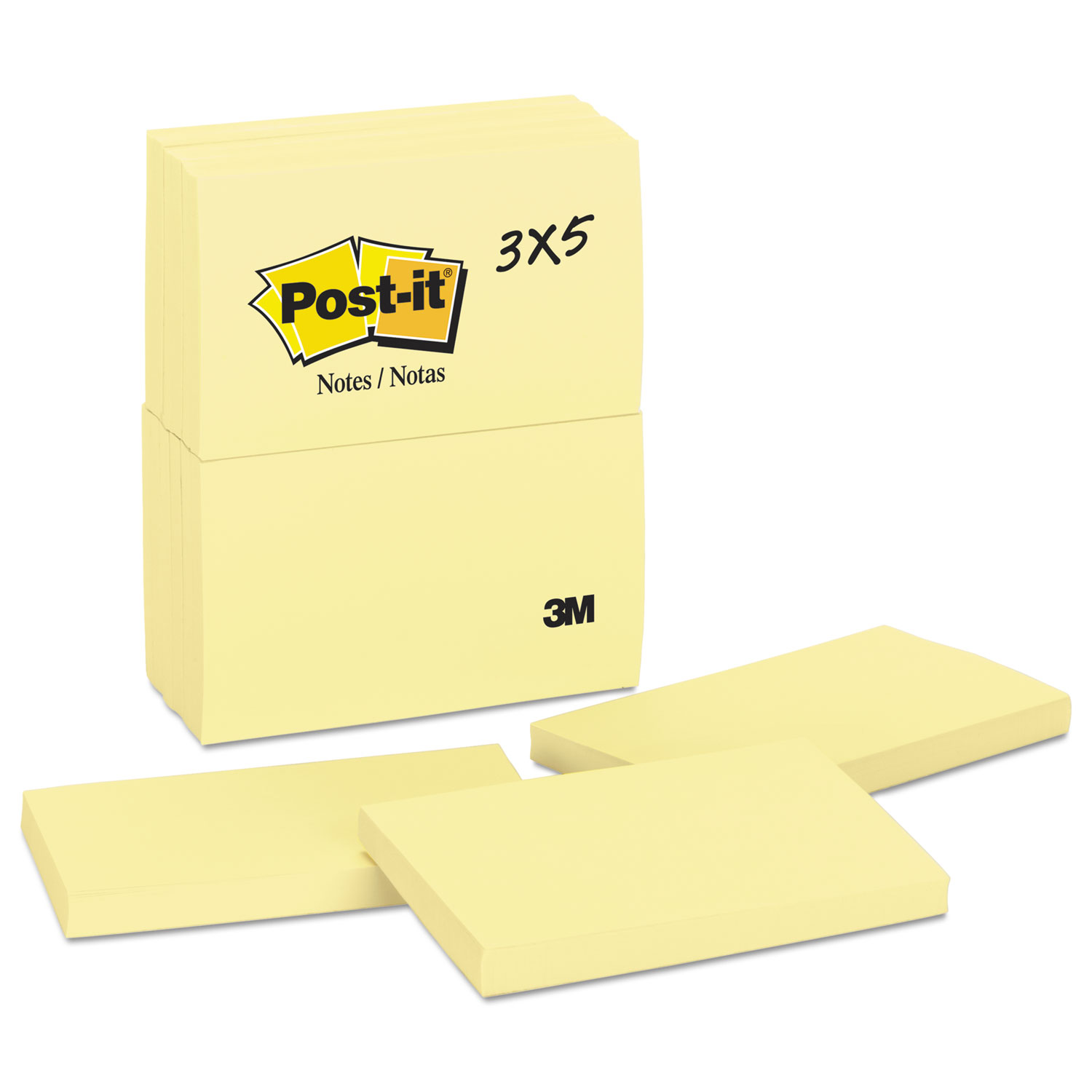 Original Pads in Canary Yellow, 3 x 5, 100-Sheet, 12/Pack
