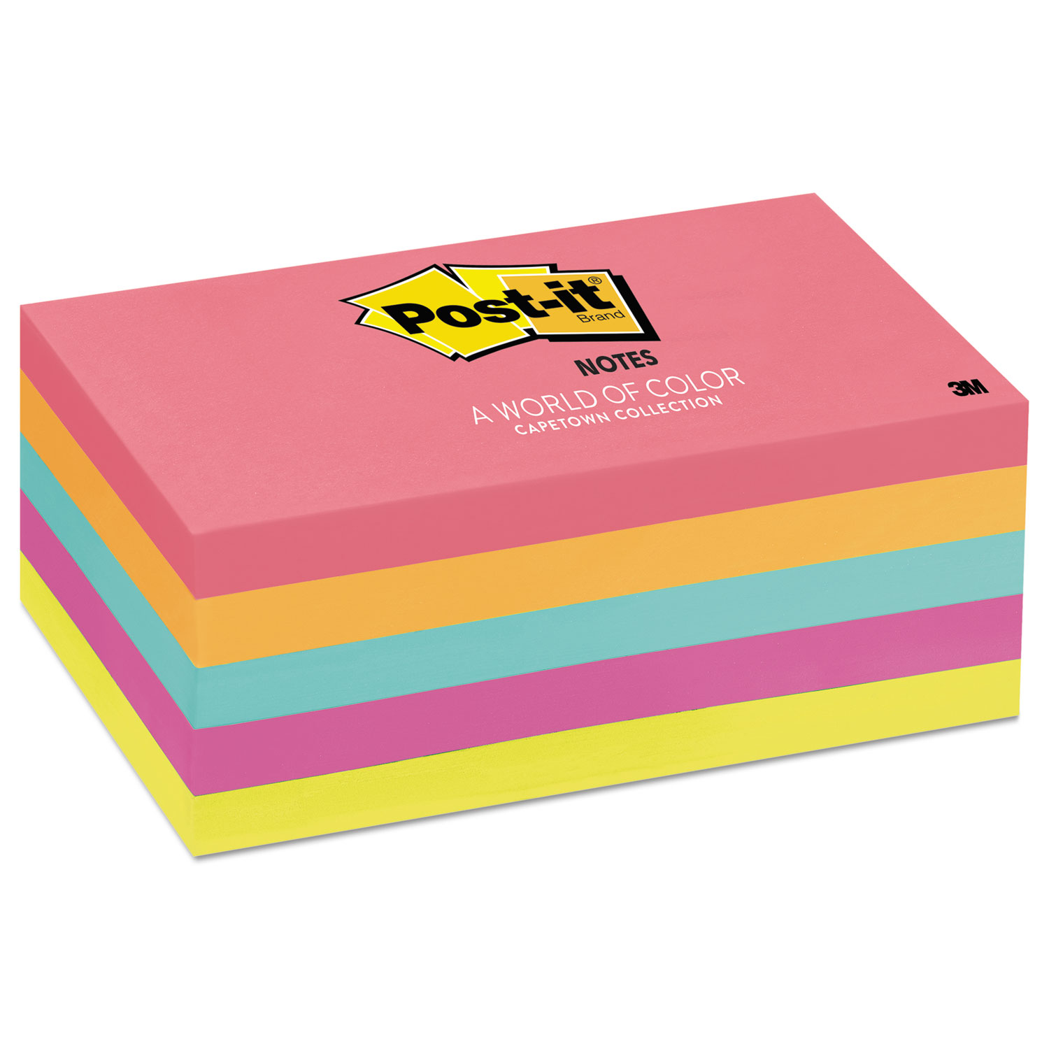  Post-it Notes 655-5PK Original Pads in Cape Town Colors, 3 x 5, 100-Sheet, 5/Pack (MMM6555PK) 