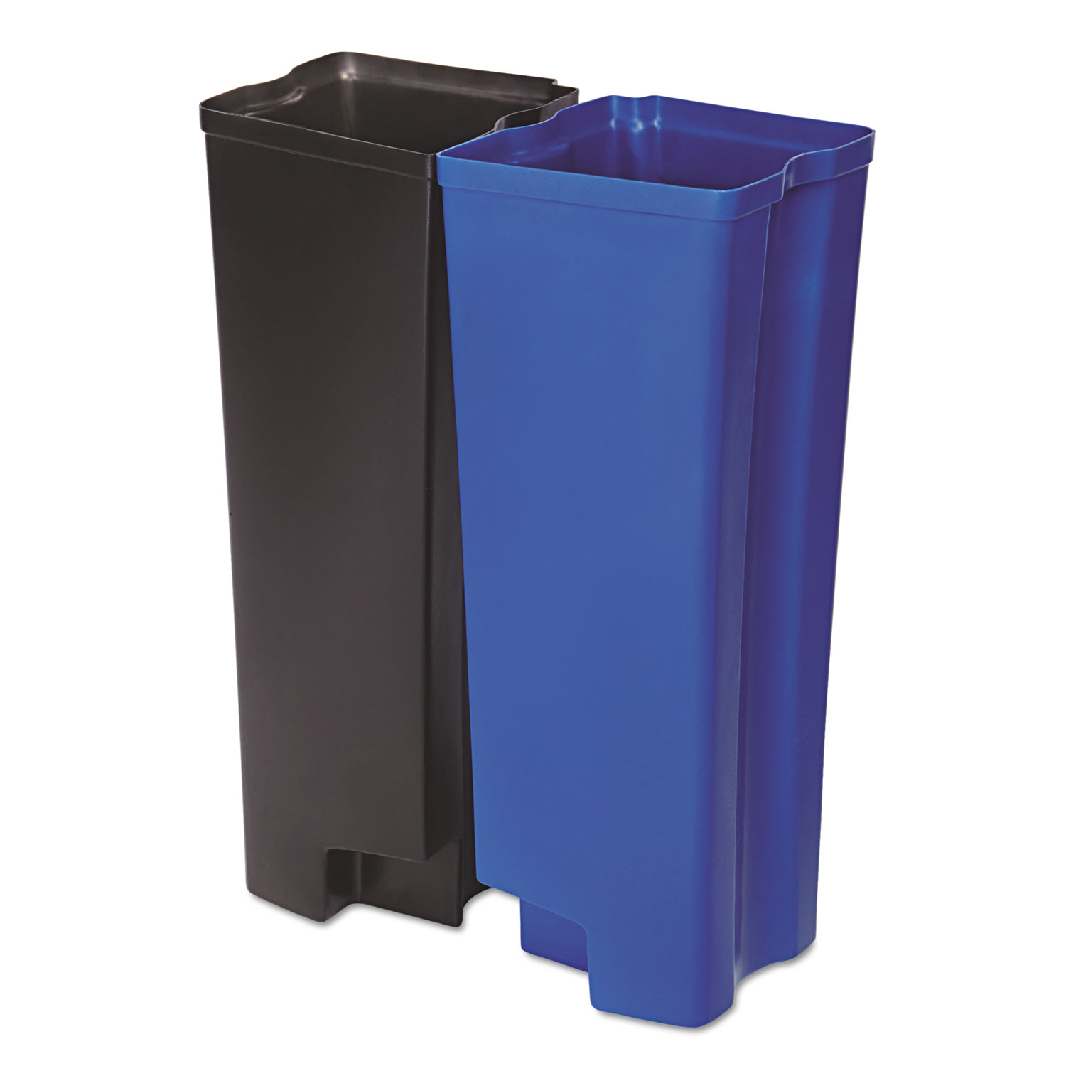 Step-On Rigid Dual Liner For Resin Front Step, Plastic, 24 gal, Black/Blue