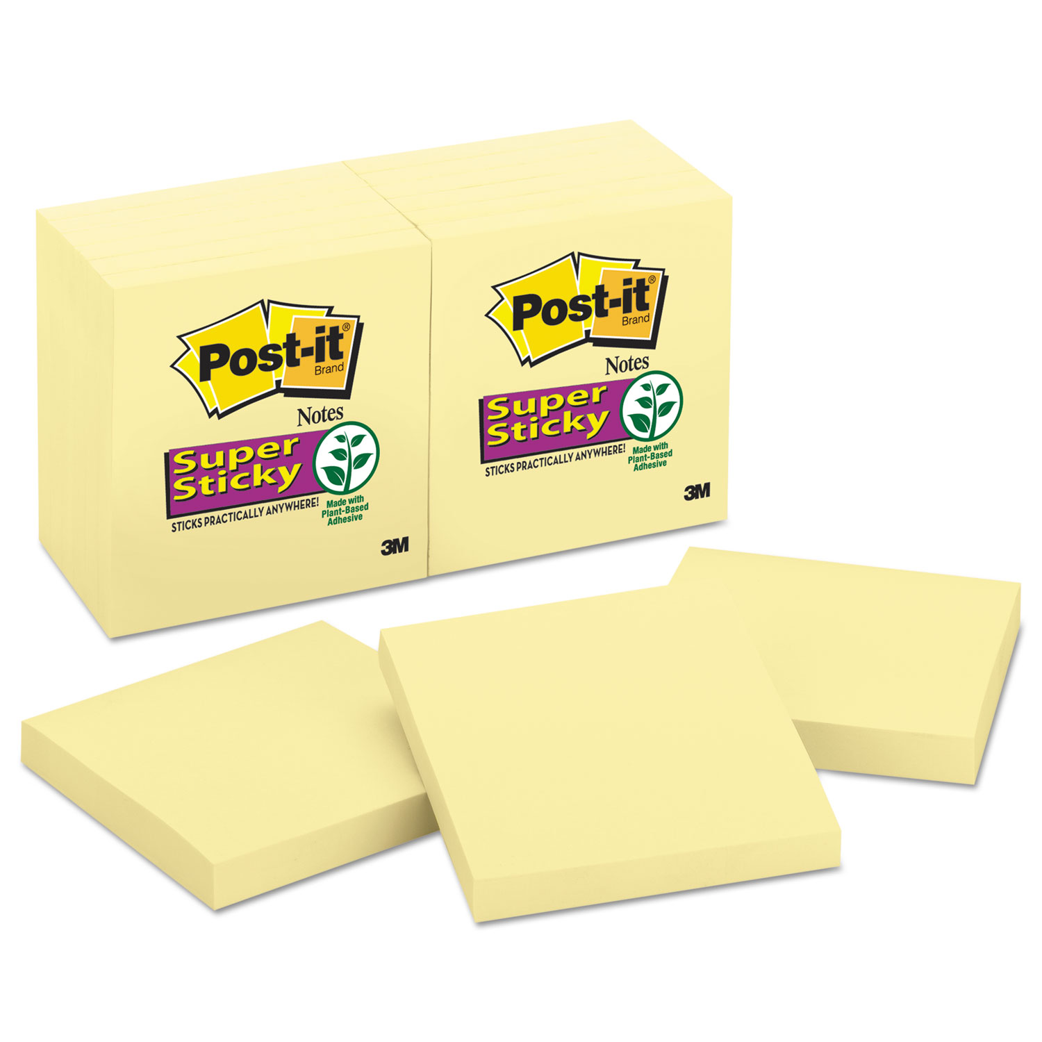 Canary Yellow Note Pads, 3 x 3, 90-Sheet, 12/Pack