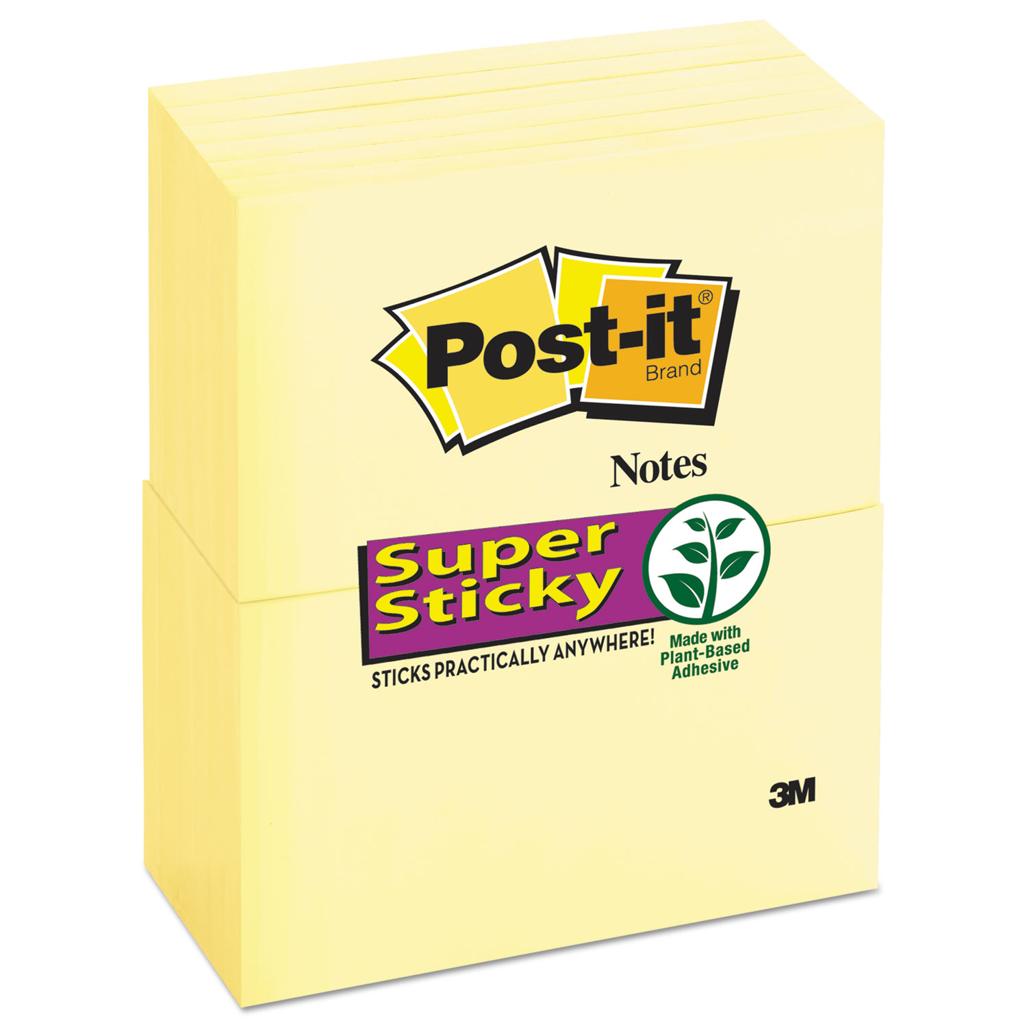 Post-it Notes Super Sticky 655-12SSCY Canary Yellow Note Pads, 3 x 5, 90-Sheet, 12/Pack (MMM65512SSCY) 