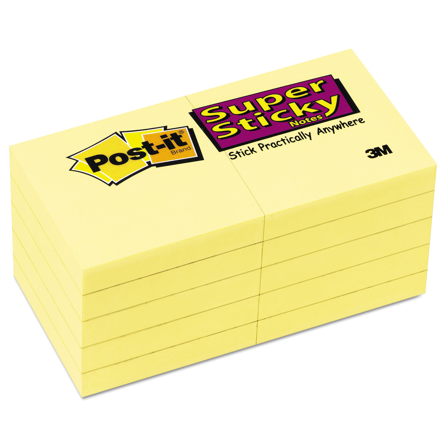  Post-it Notes Super Sticky 622-10SSCY Canary Yellow Note Pads, 1 7/8 x 1 7/8, 90-Sheet, 10/Pack (MMM62210SSCY) 