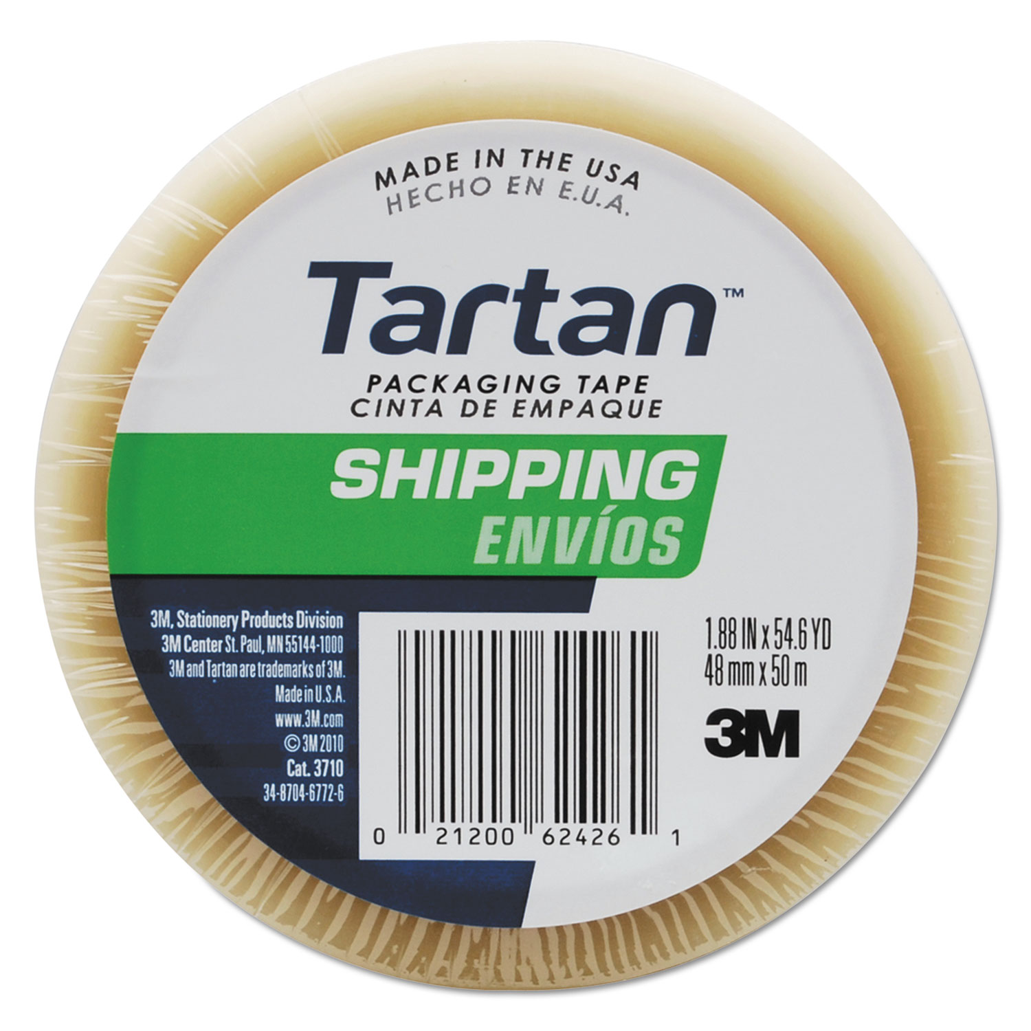  Tartan 3710 3710 Packaging Tape, 3 Core, 1.88 x 54.6 yds, Clear (MMM3710) 