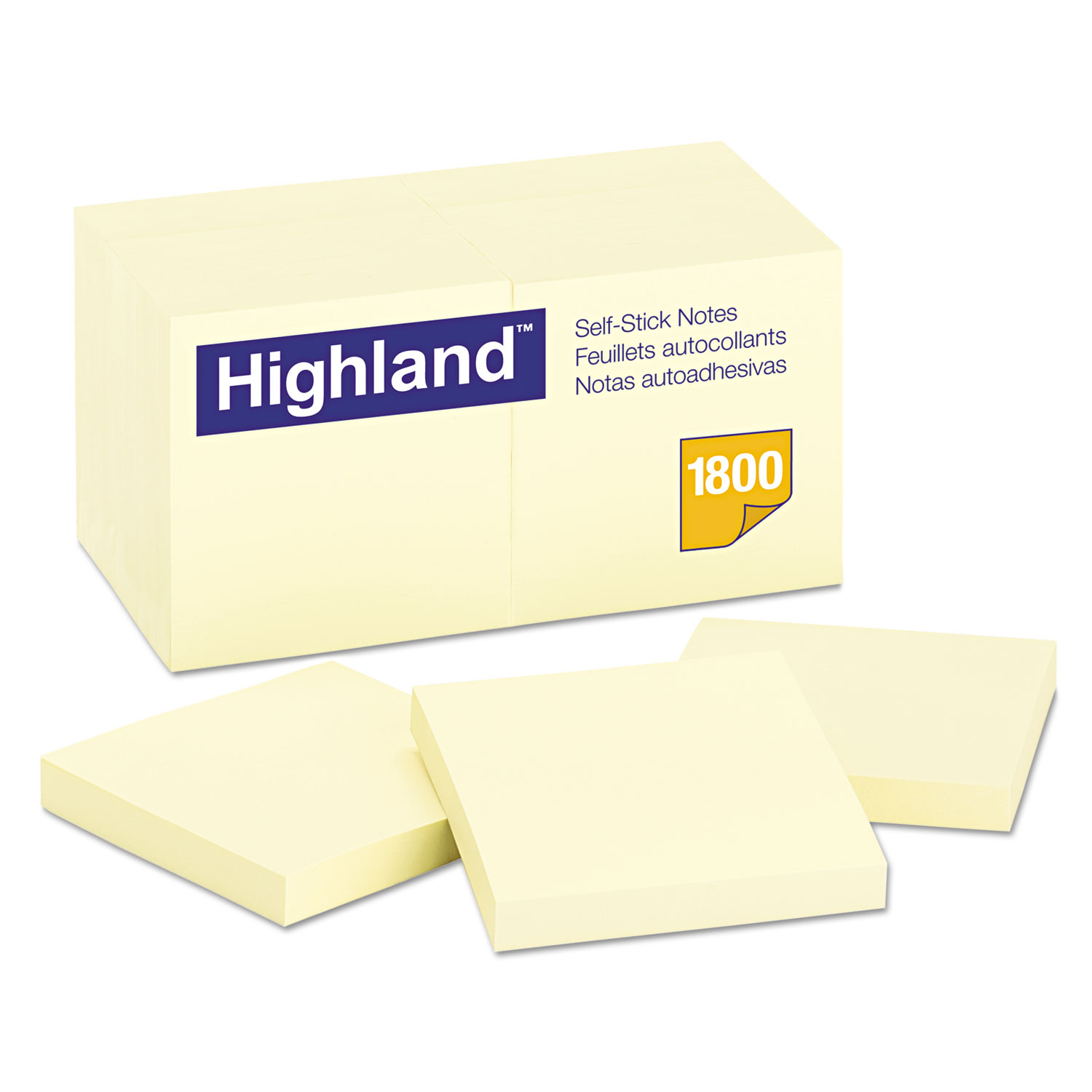  Highland 6549-18PK Self-Stick Notes, 3 x 3, Yellow, 100-Sheet, 18/Pack (MMM654918PK) 