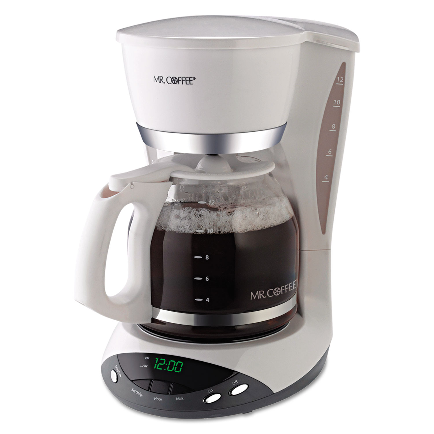  Mr. Coffee DWX20RB 12-Cup Programmable Coffeemaker, White (MFEDWX20RB) 