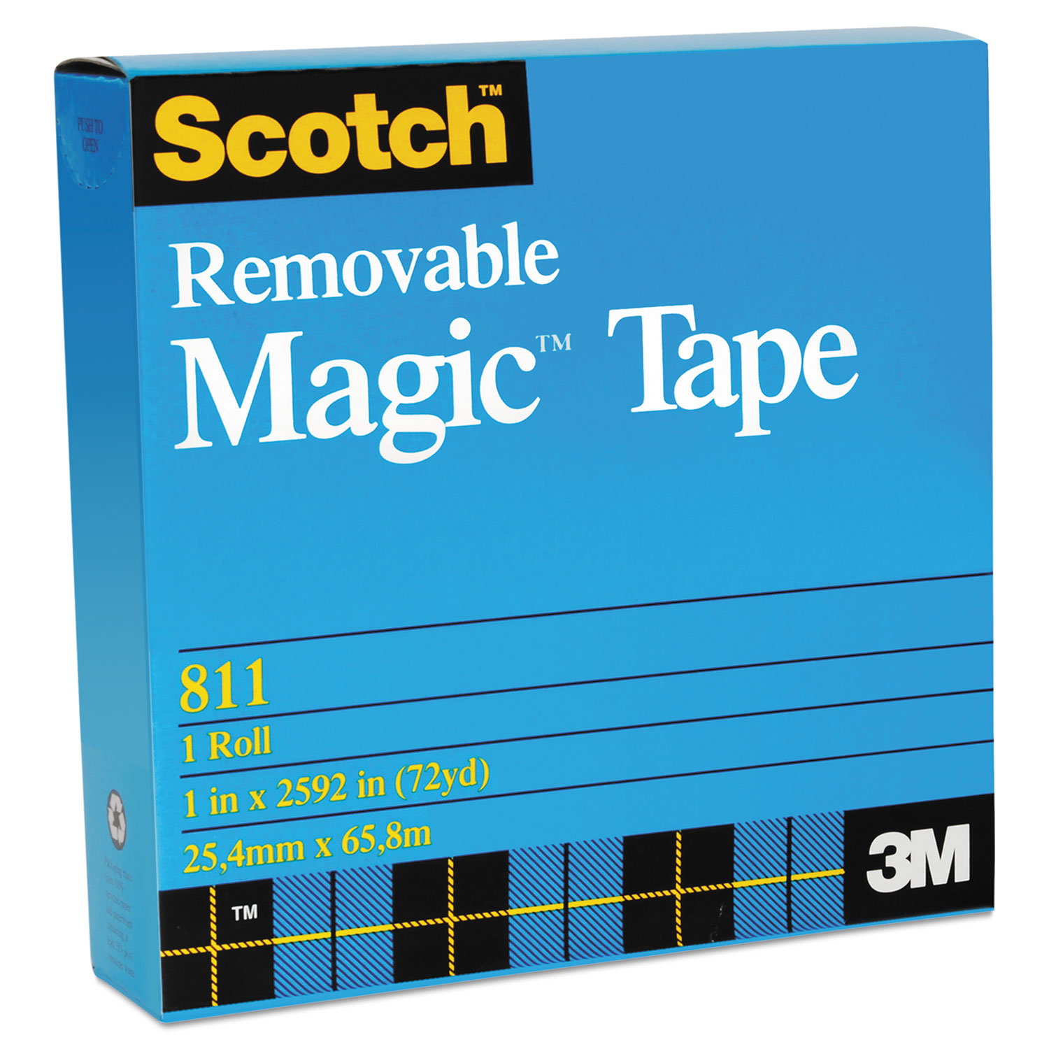  Scotch 811 Removable Tape, 1 Core, 0.75 x 36 yds, Transparent (MMM811341296) 