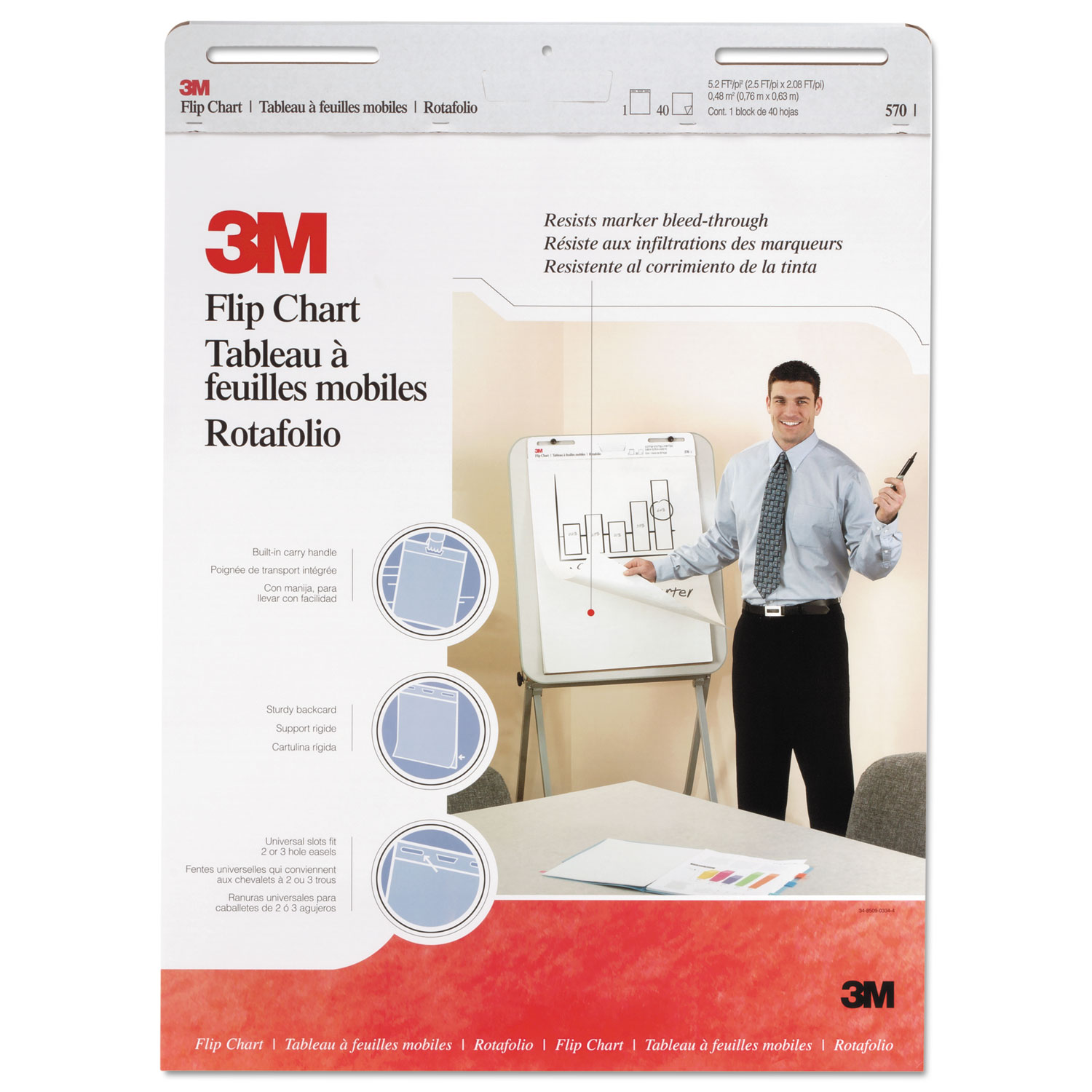  3M 570 Professional Flip Chart, 25 x 30, White, 40 Sheets, 2/Carton (MMM570) 