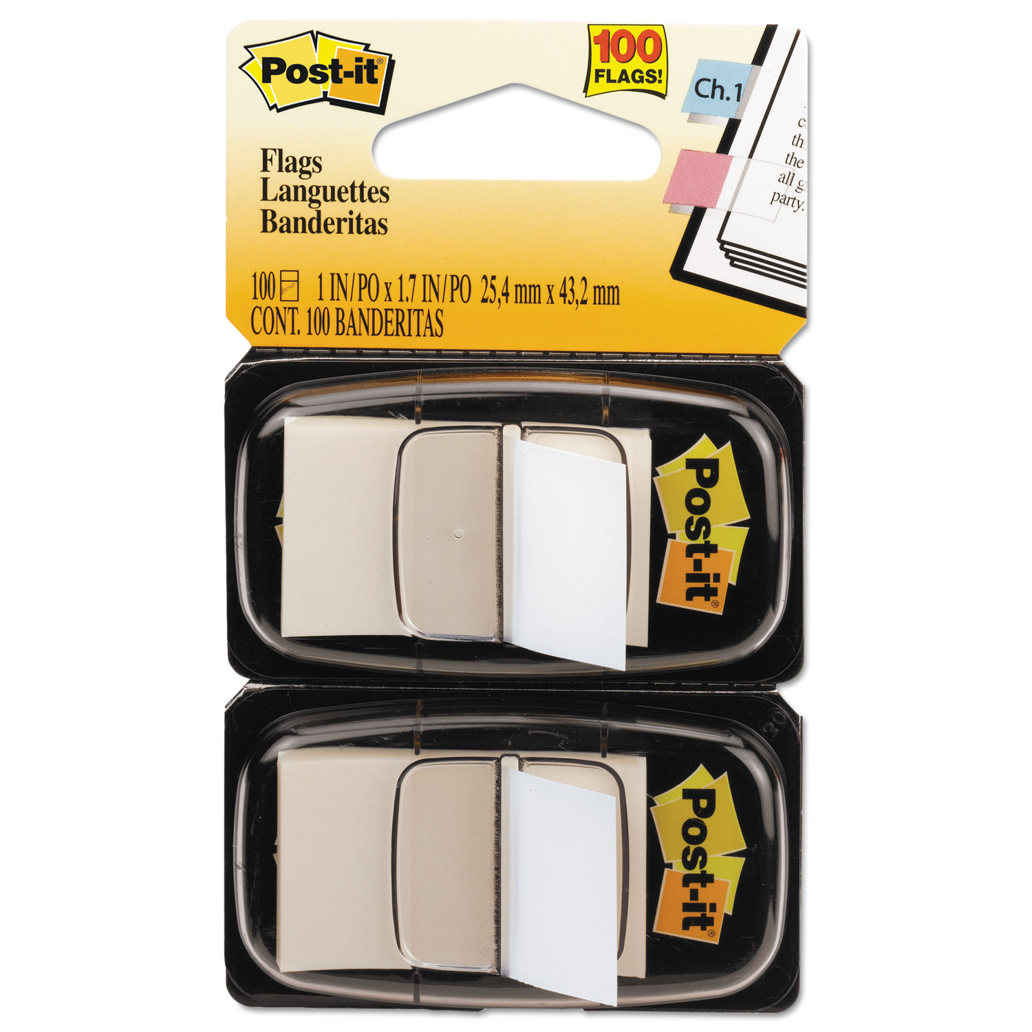  Post-it Flags 680-WE2 Standard Page Flags in Dispenser, White, 100 Flags/Dispenser (MMM680WE2) 
