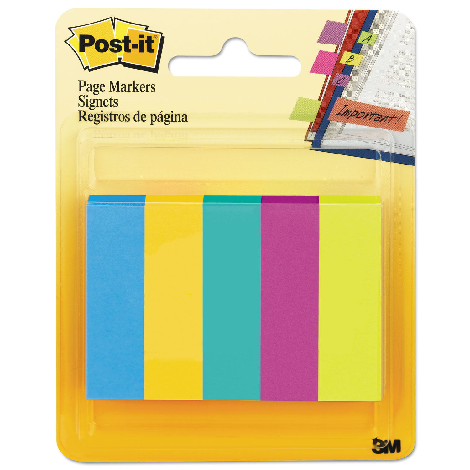  Post-it 670-5AU Page Flag Markers, Assorted Colors,100 Flags/Pad, 5 Pads/Pack (MMM6705AU) 