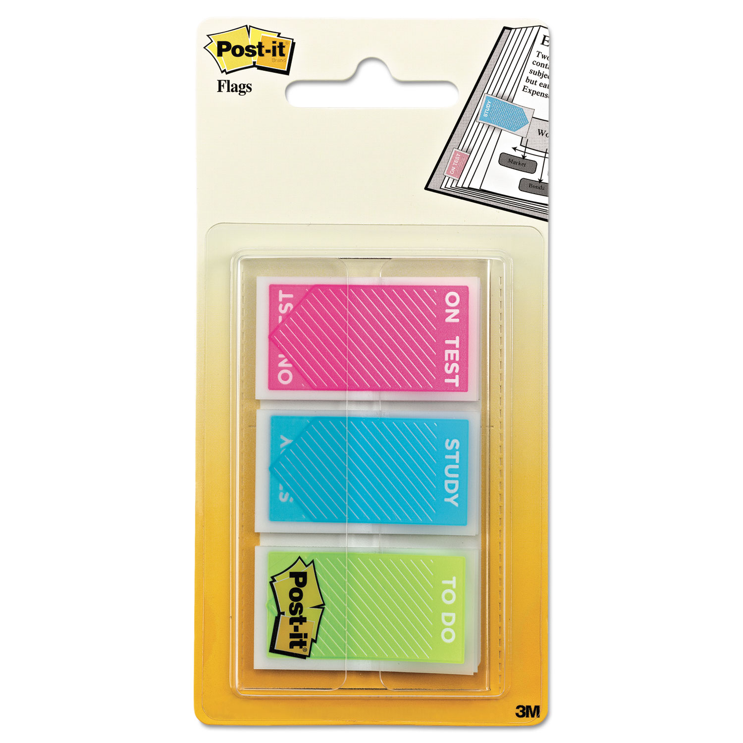  Post-it Flags 680-STUDY Study Memo Page Flags with Message, Assorted Bright Colors, 1, 60/Pack (MMM680STUDY) 