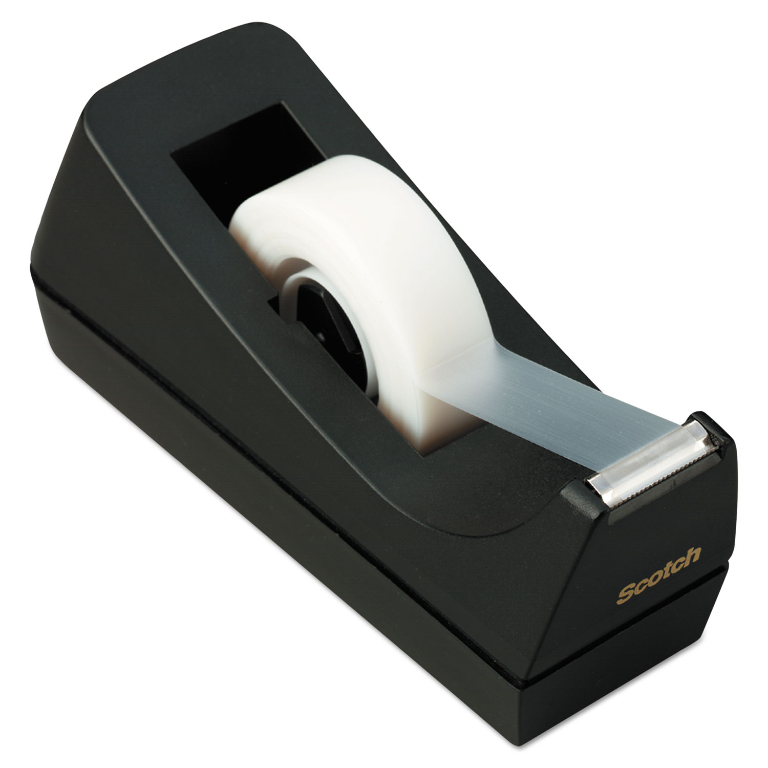 Desktop Tape Dispenser, 1 Core, Weighted Non-Skid Base, Black