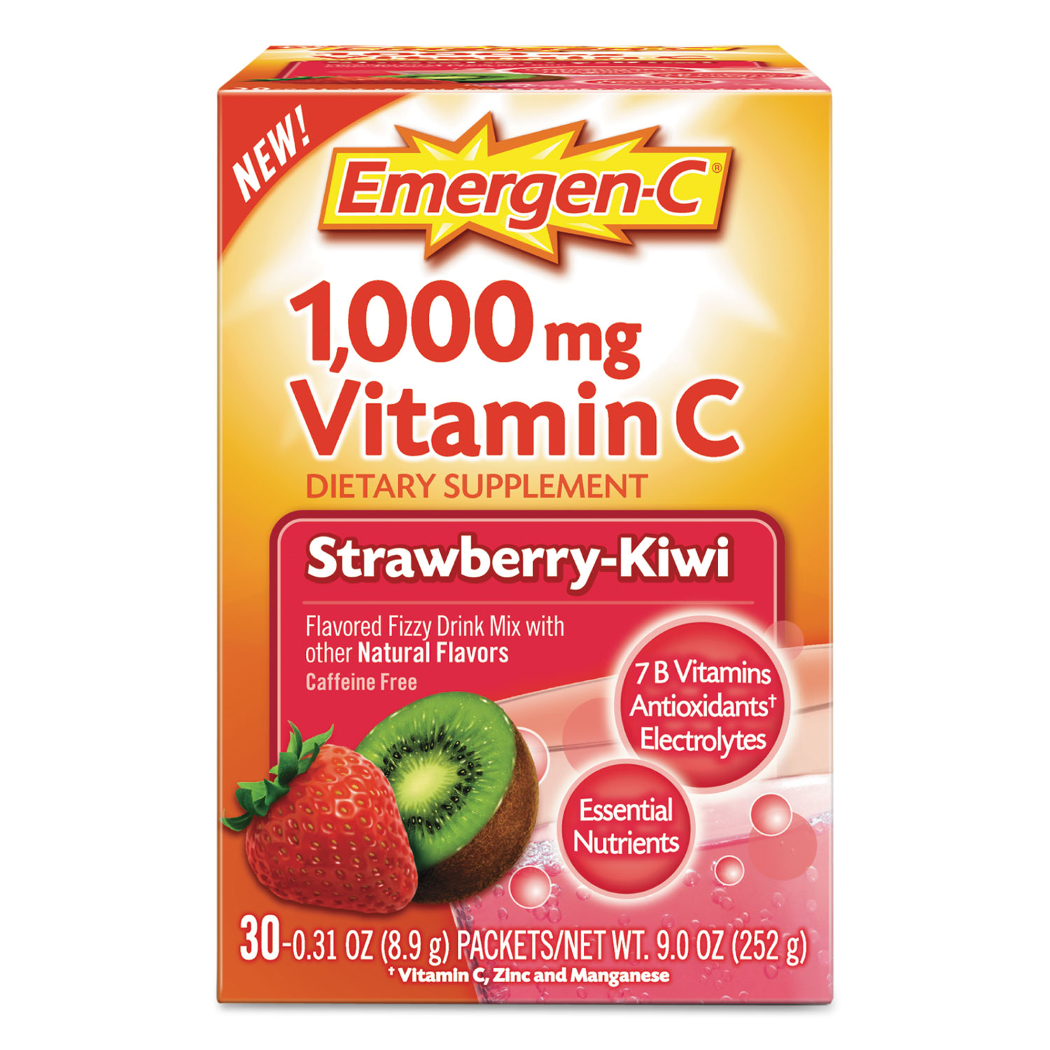  Emergen-C 130319 Immune Defense Drink Mix, Strawberry Kiwi, 0.31 oz Packet, 30/Box (ALA130319) 