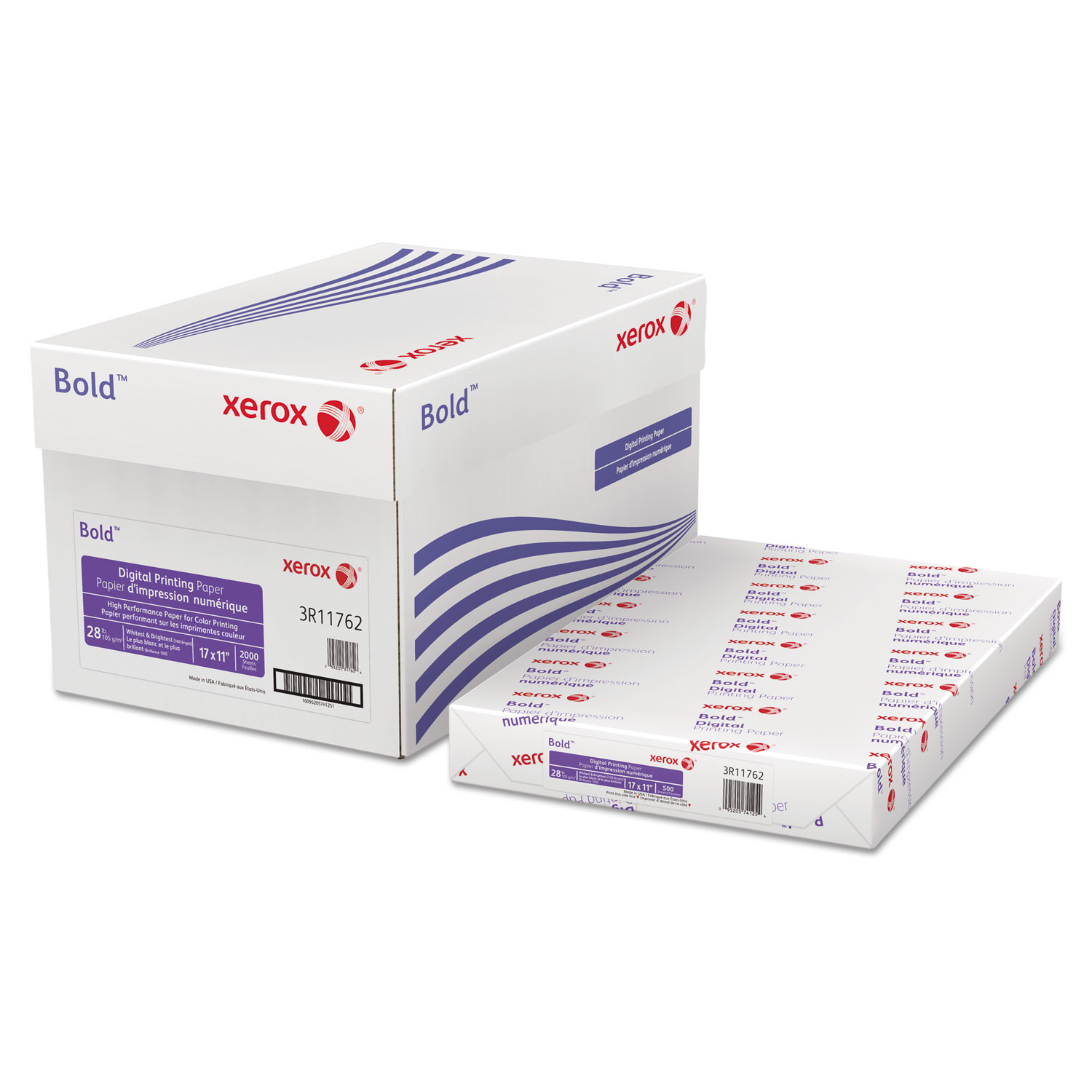  xerox 3R11762 Bold Digital Printing Paper, 100 Bright, 28lb, 11 x 17, White, 500/Ream (XER3R11762) 