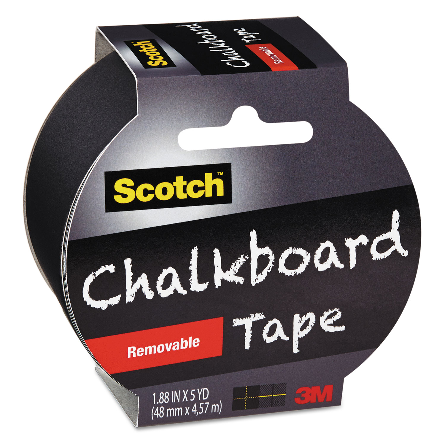 Chalkboard Tape, 1.88 x 5yds, 3 Core, Black