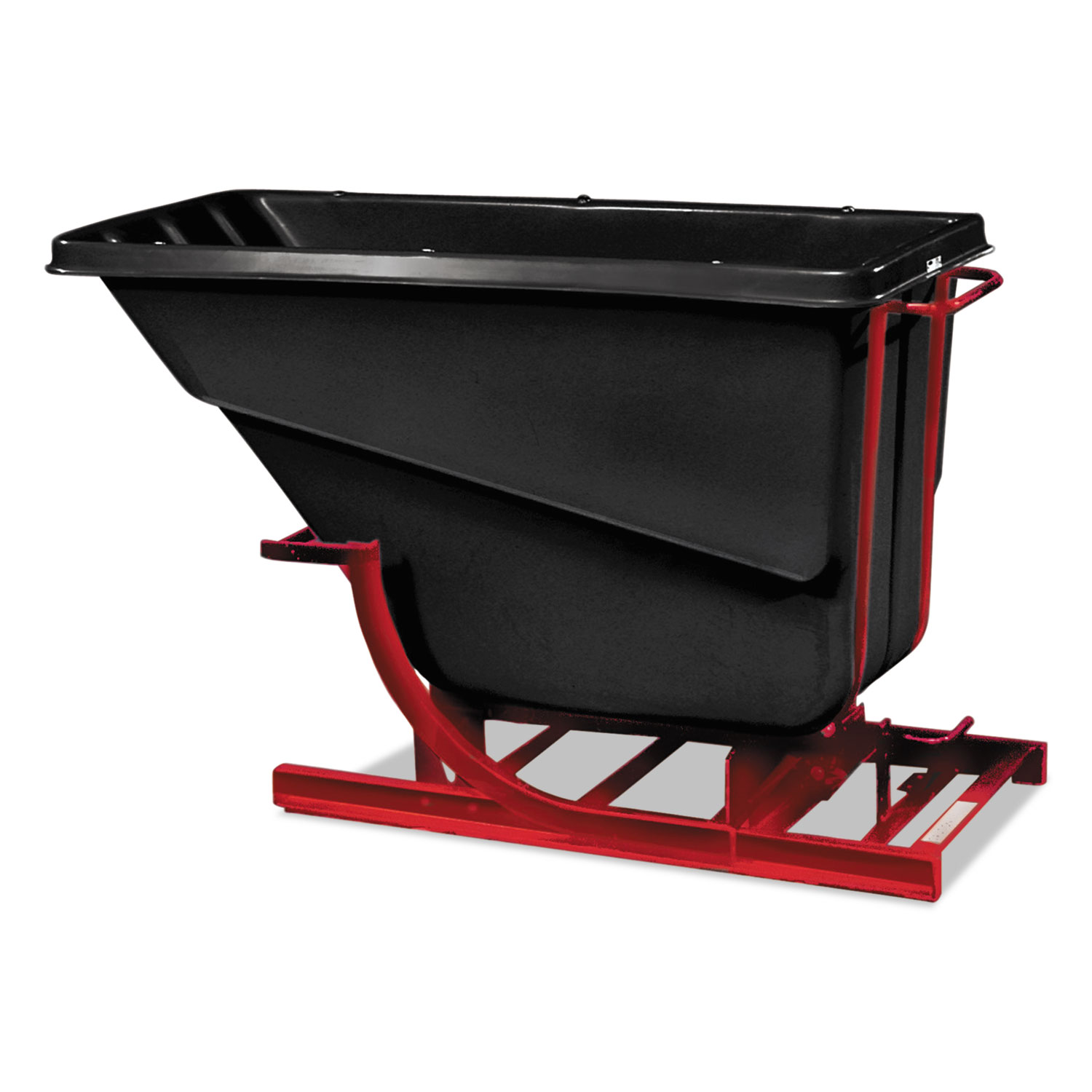 Self-Dumping Hopper, 1/2 Cubic Yard, 750 lb Capacity, Black/Red