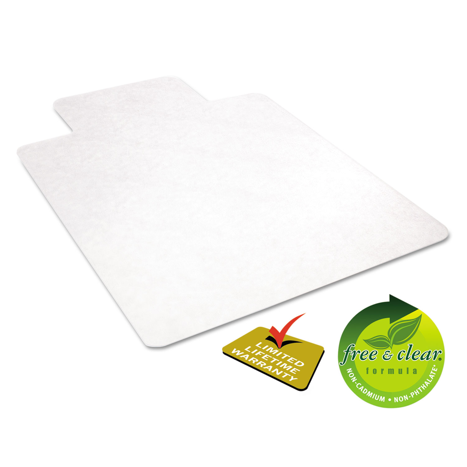 EconoMat Anytime Use Chair Mat for Hard Floor, 45 x 53 w/Lip, Clear