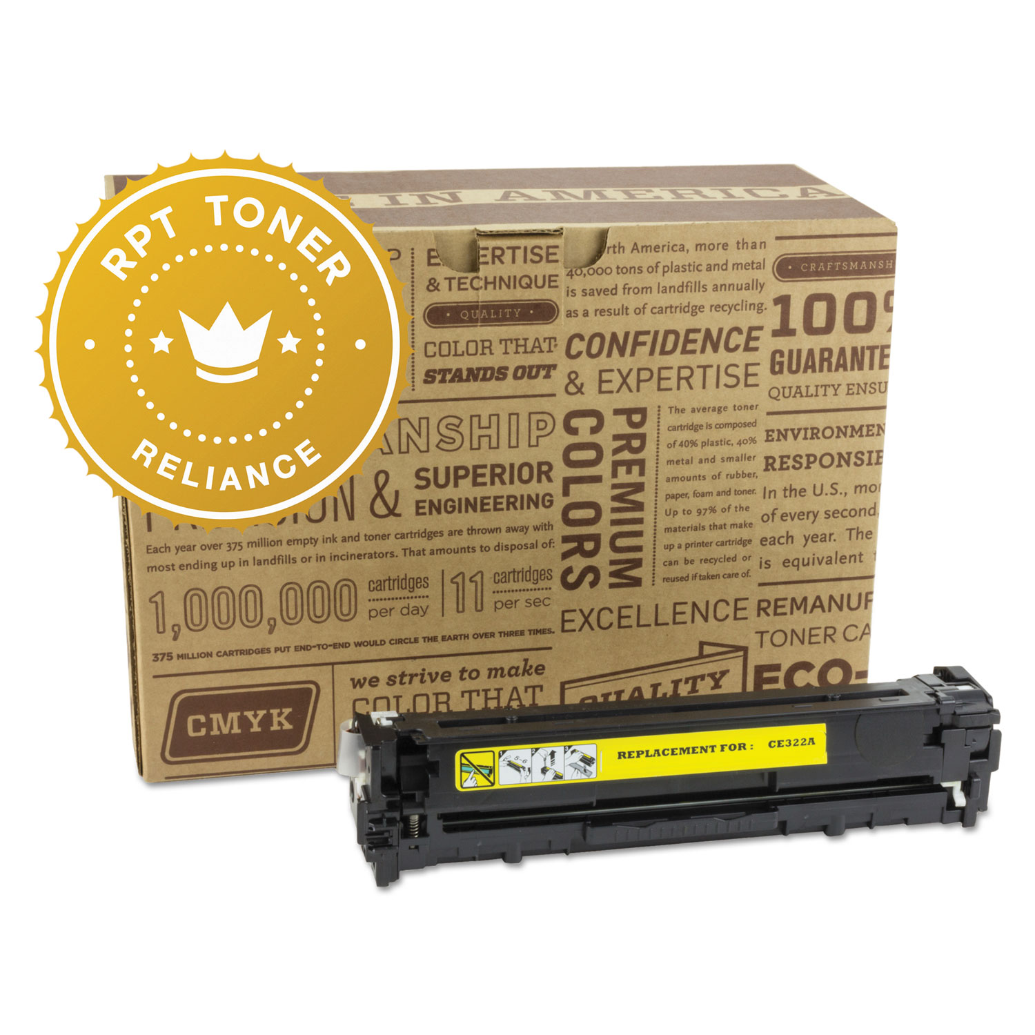 Remanufactured CE322A (128A) Toner, Yellow