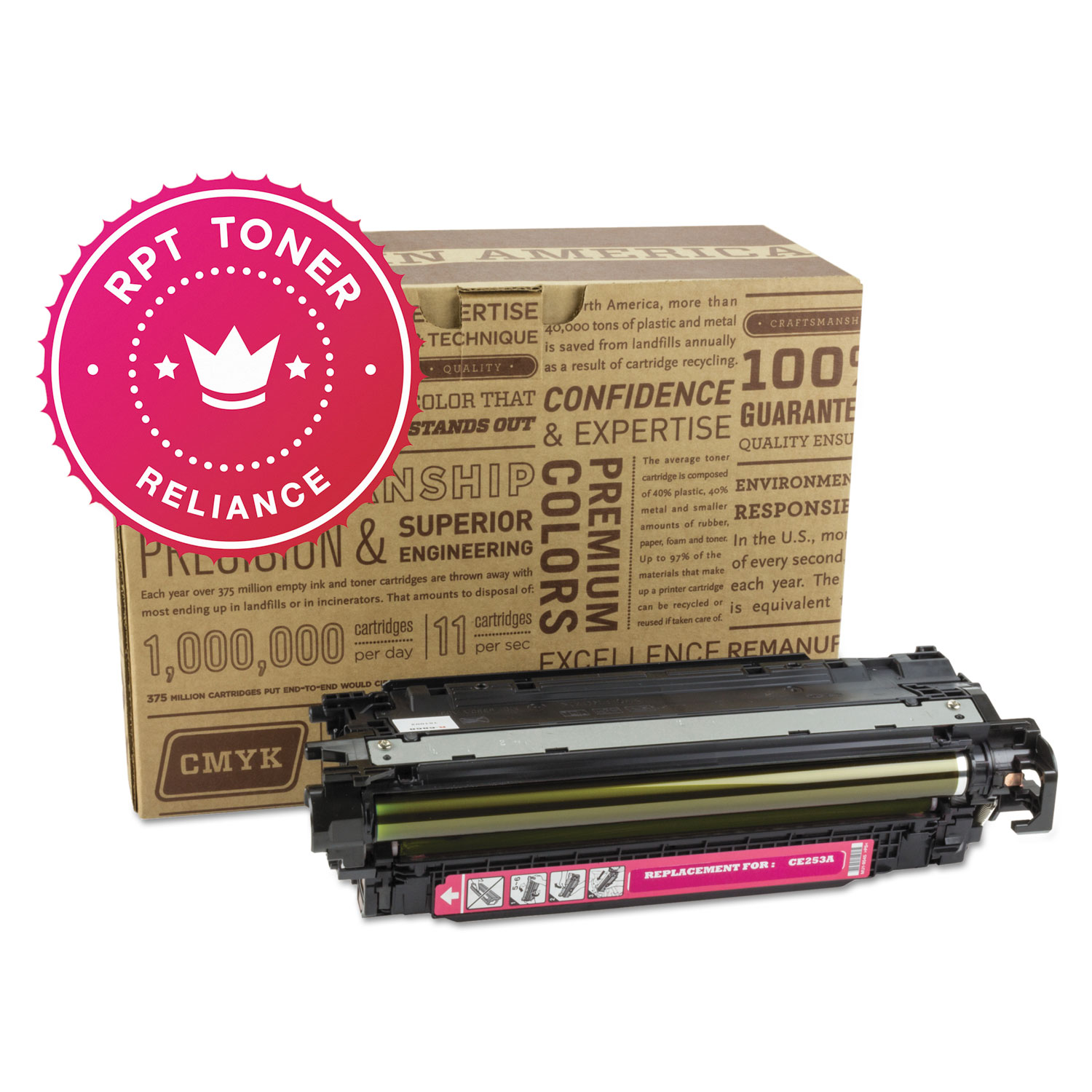 Remanufactured CE253A (504A) Toner, Magenta