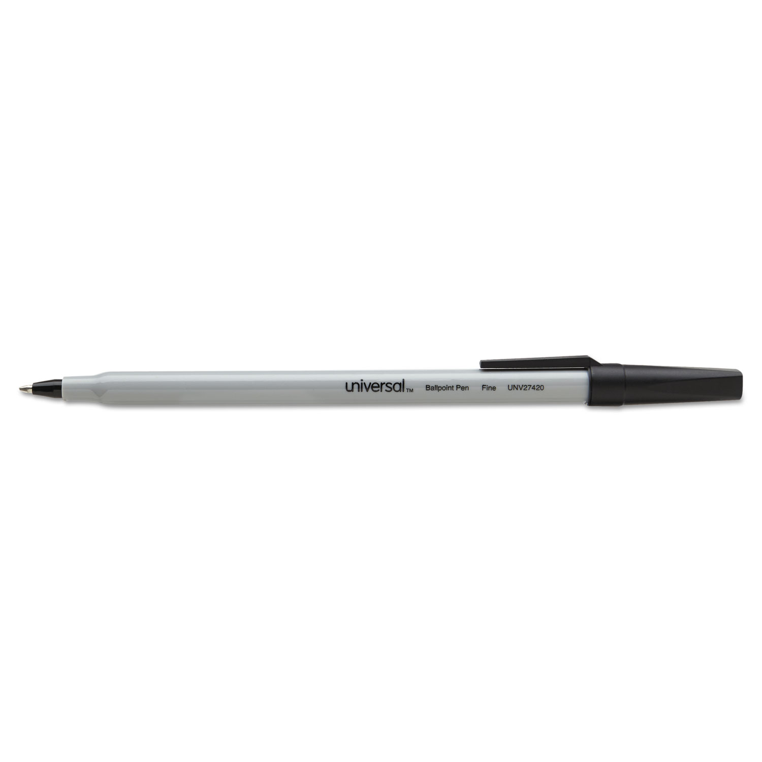 Economy Ballpoint Stick Oil-Based Pen, Black Ink, Fine, Dozen