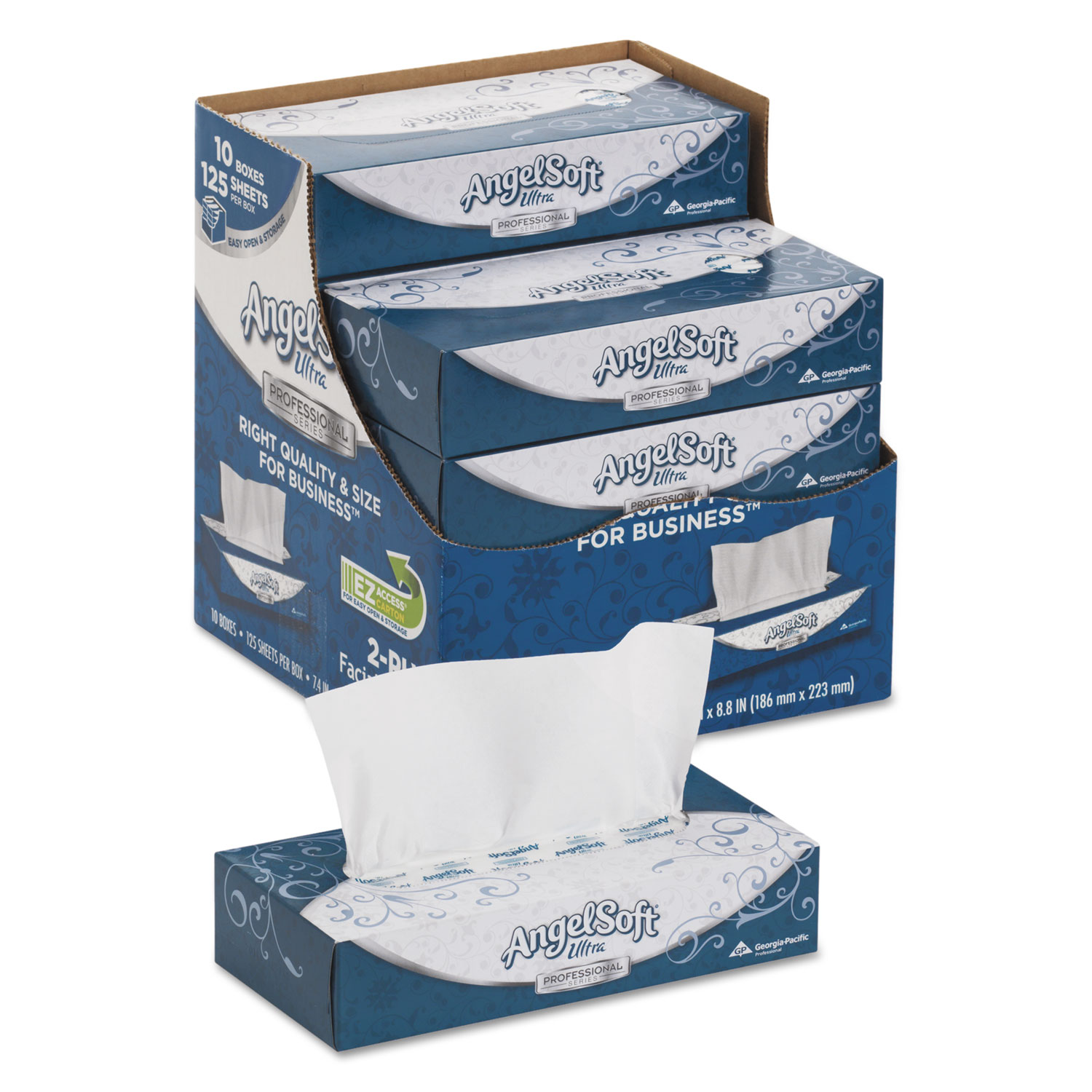  Angel Soft 4836014 ps Ultra Facial Tissue, 2-Ply, White, 125 Sheets/Box, 10 Boxes/Carton (GPC4836014) 