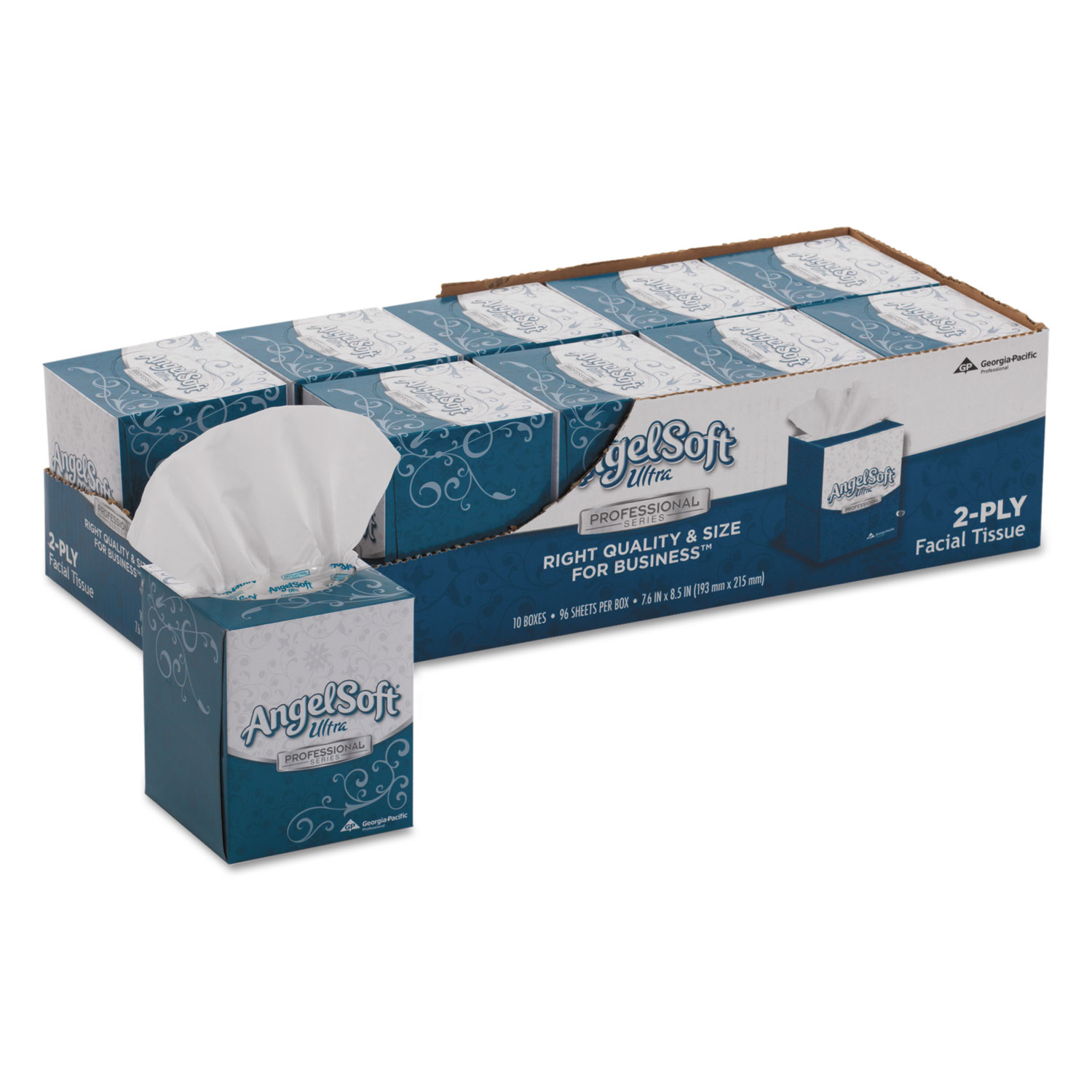  Angel Soft 4636014 ps Ultra Facial Tissue, 2-Ply, White, 96 Sheets/Box, 10 Boxes/Carton (GPC4636014) 