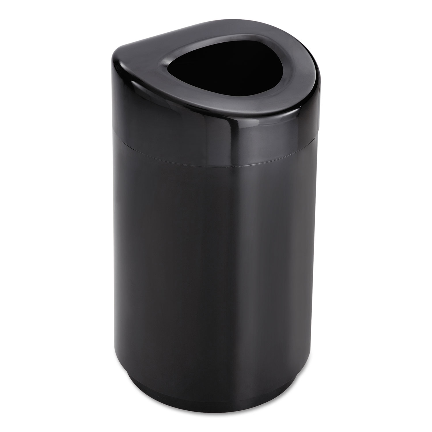 Open Top Round Waste Receptacle, Steel, 30gal, Black